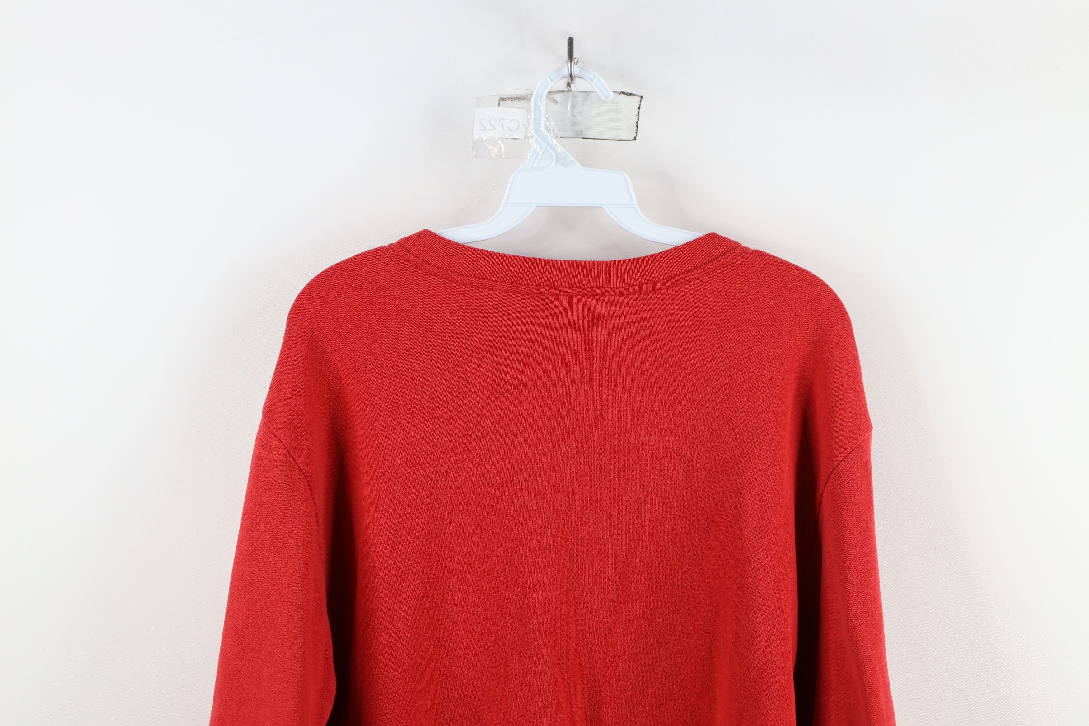Vintage Vintage 70s Streetwear Distressed V-Neck Sweatshirt Red USA Size US S / EU 44-46 / 1 - 9 Thumbnail
