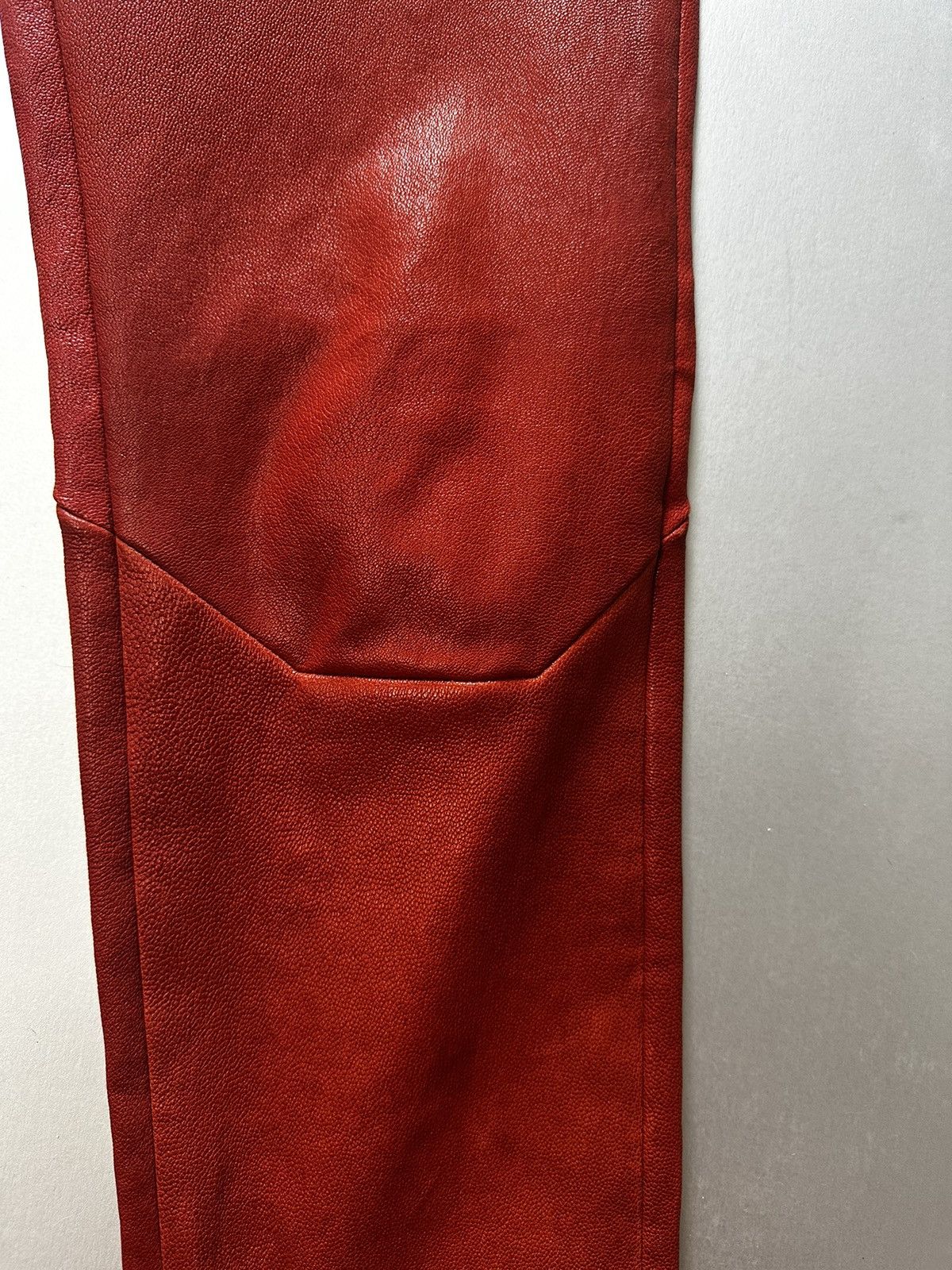 Rick Owens Rare color red STROBE Leather leggings Size 27" / US 4 / IT 40 - 4 Thumbnail