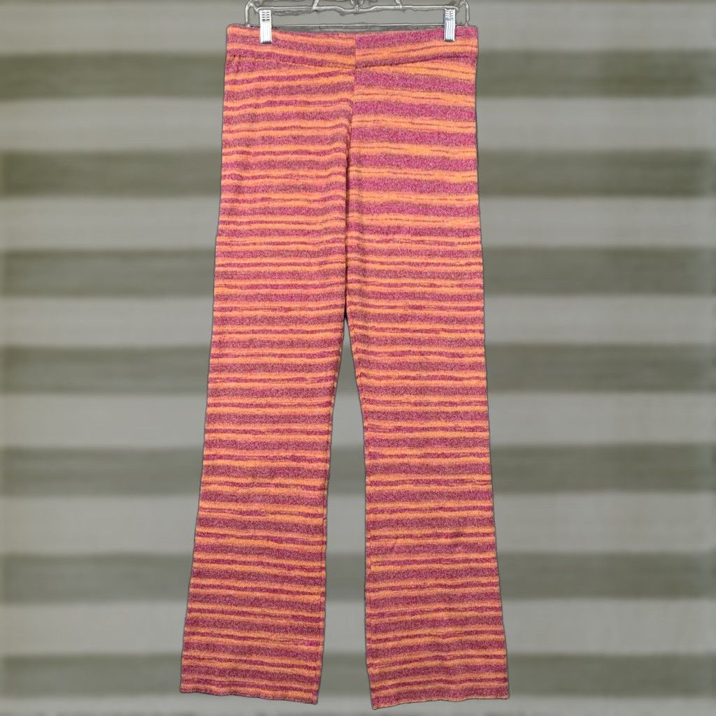 Vintage VINTAGE Wild Fable Pants Teens XL Purple Orange Stripe Knitted Straight Flare Stretch NWT Size 40" / US 18 - 1 Thumbnail