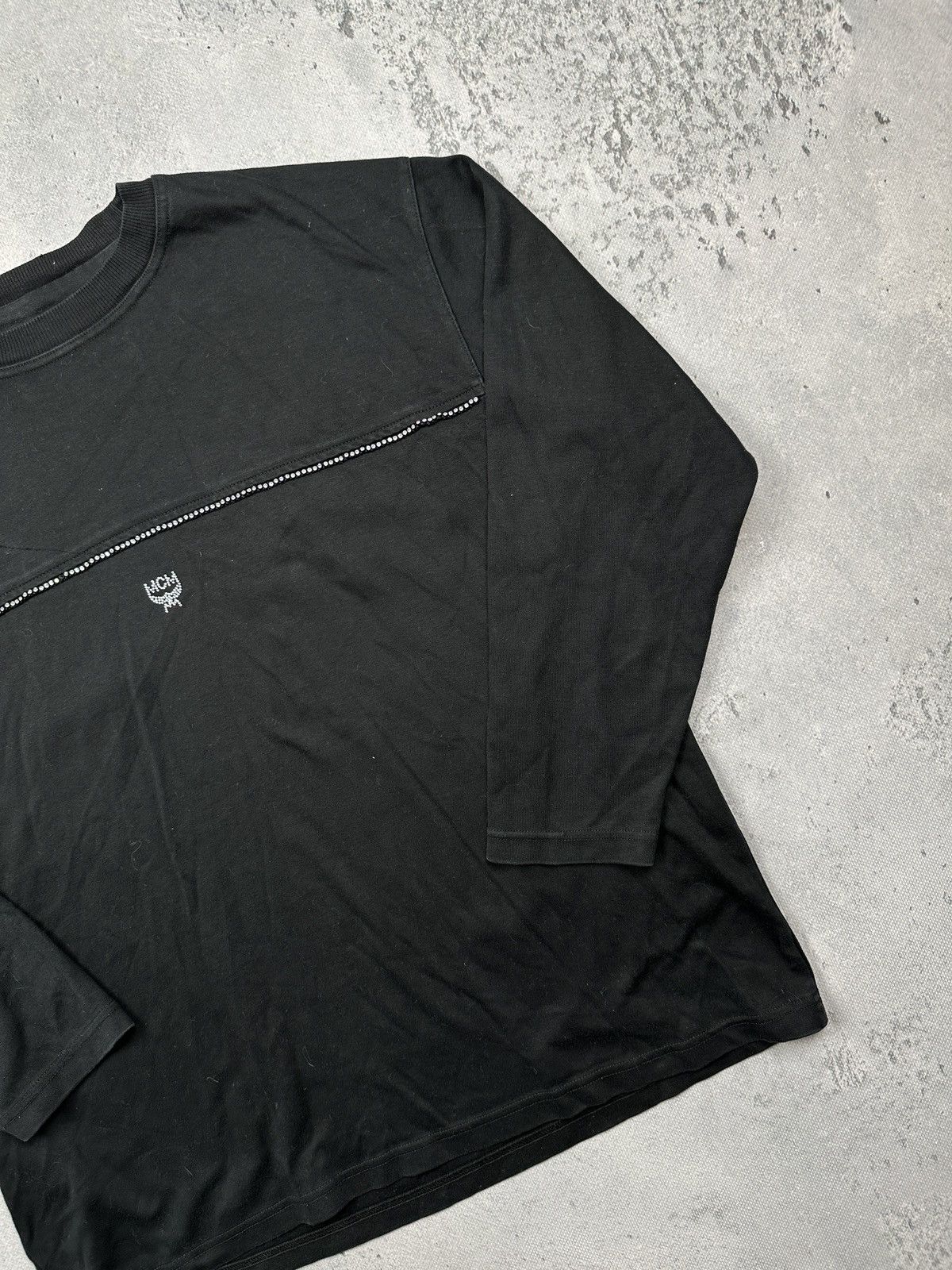 MCM Vintage MCM Italy Black Rhinestone Logo Long Sleeve Tee Rare Size L / US 10 / IT 46 - 3 Thumbnail