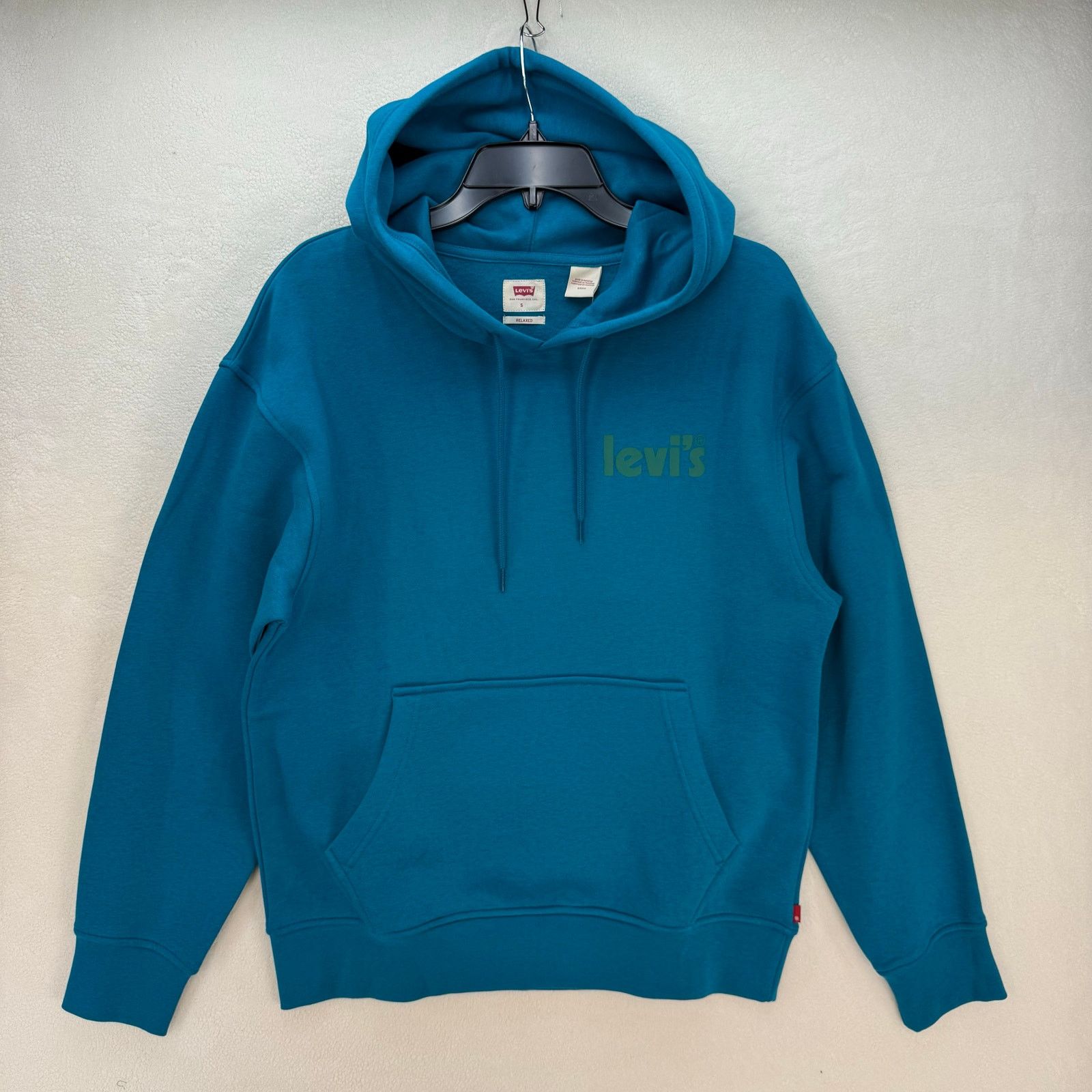 Levi's LEVI'S MEN'S SMALL OG FLEECE HOODIE TEAL BLUE SOFT MID DUTY Size US S / EU 44-46 / 1 - 1 Thumbnail