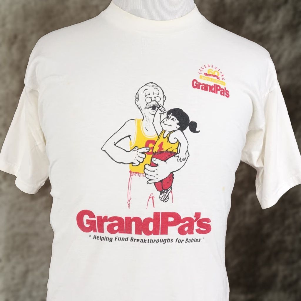 Fruit Of The Loom VINTAGE Fruit of the Loom Striped T-Shirt XL White Grandpa's Fund Breakthroughs for Babies St. Louis Unisex Adults Size US XL / EU 56 / 4 - 1 Thumbnail