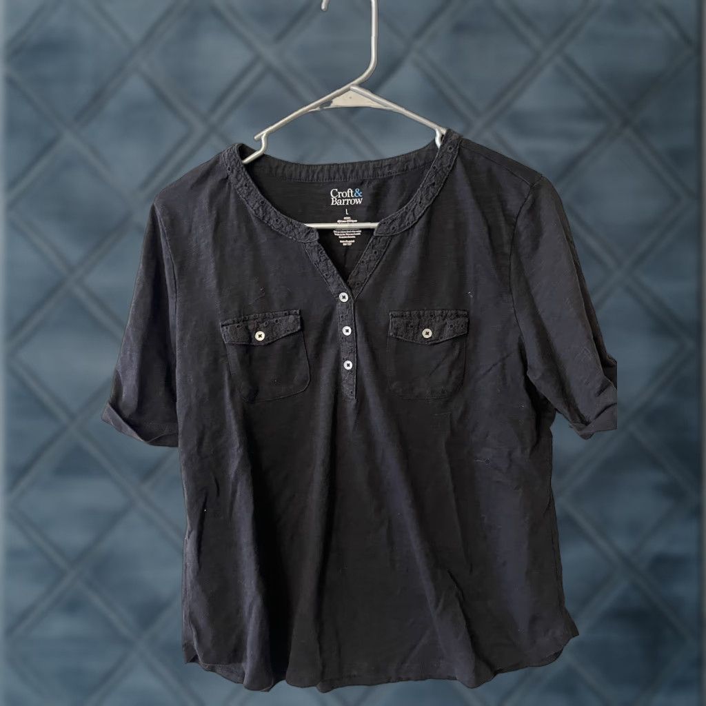 Croft & Barrow EUC CROFT & BARROW TEE-SHIRT BLACK LP Petites Size L / US 10 / IT 46 - 1 Thumbnail
