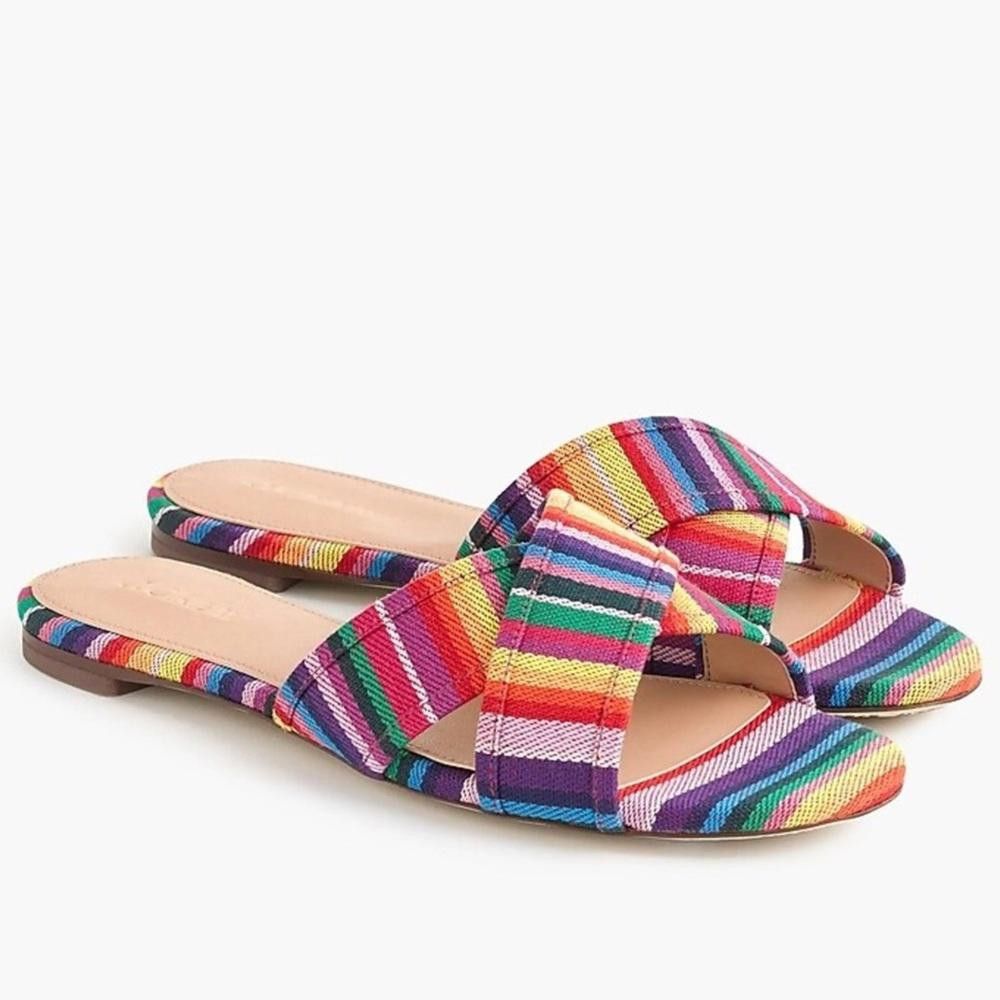 J.Crew J. Crew l Multicolor Rainbow Textile Slide On Sandals 7.5 Size US 7.5 / IT 37.5 - 1 Thumbnail