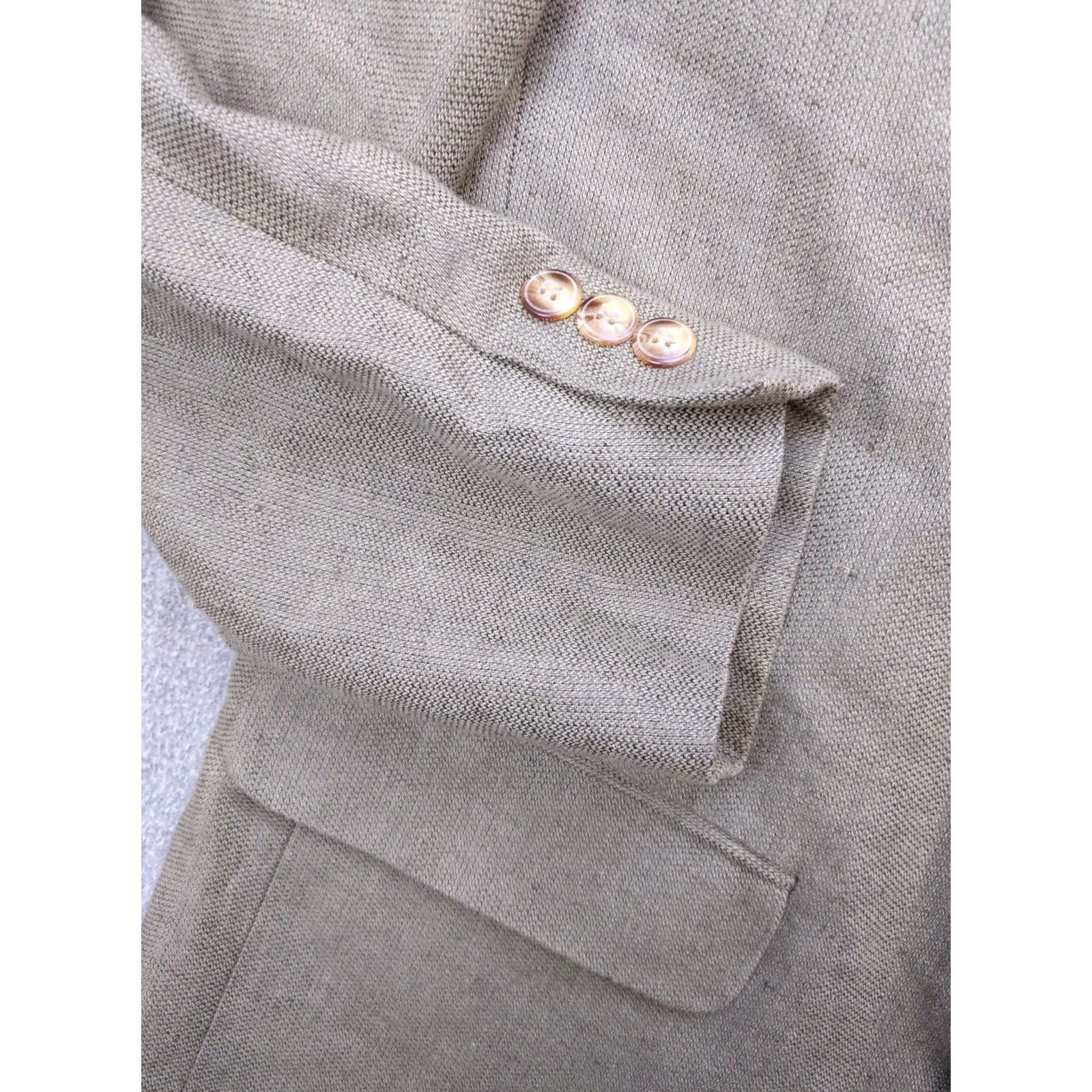 Liz Claiborne Claiborne Sport Coat Mens 40 Long Brown Linen Cotton Blazer Jacket Summer Business Casual Notch Lapel Two-Button Front Front Two-Button Size 40R - 3 Thumbnail