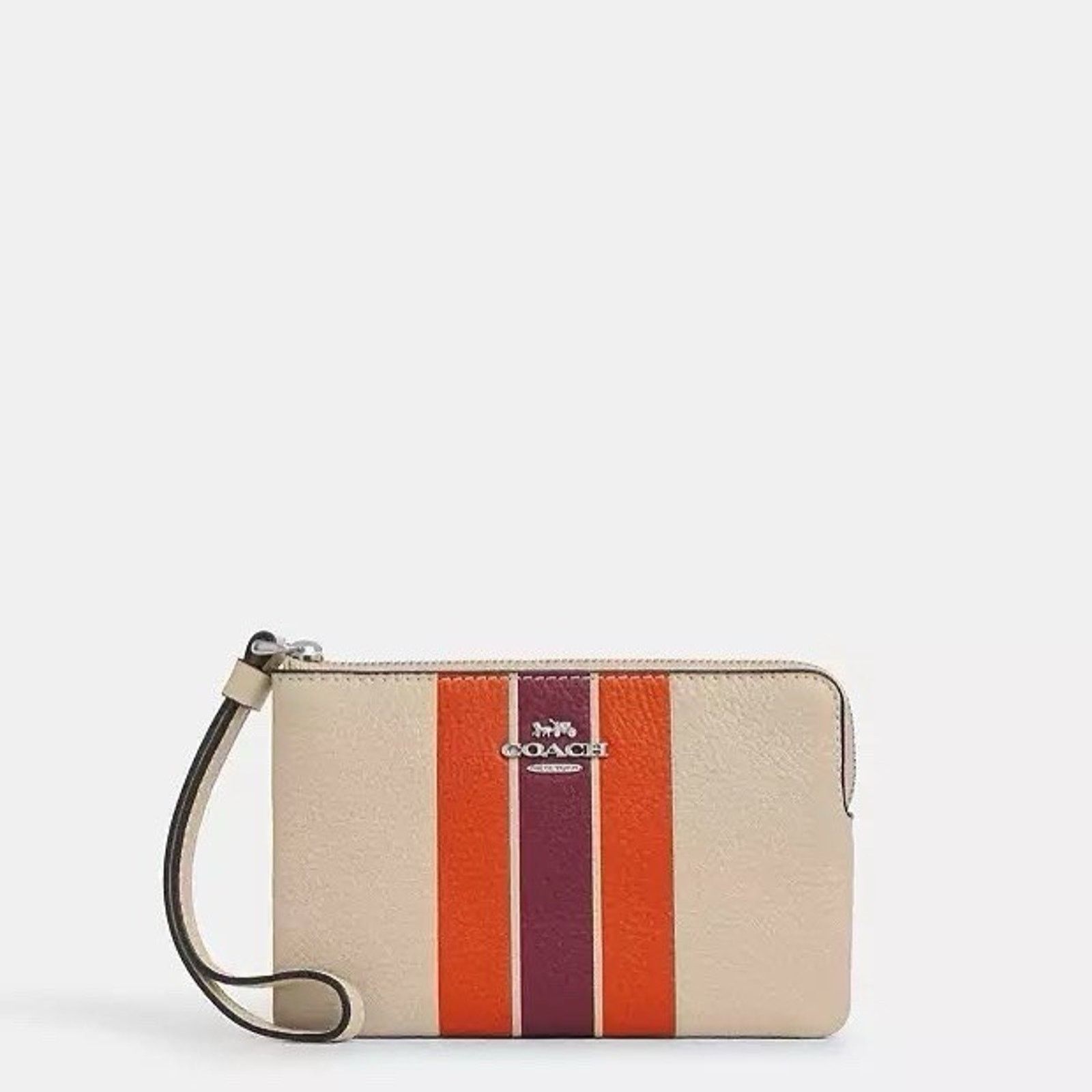 Coach NWT Coach Corner Zip Wristlet Stripe caq77 Ivory Multi Size ONE SIZE - 3 Thumbnail