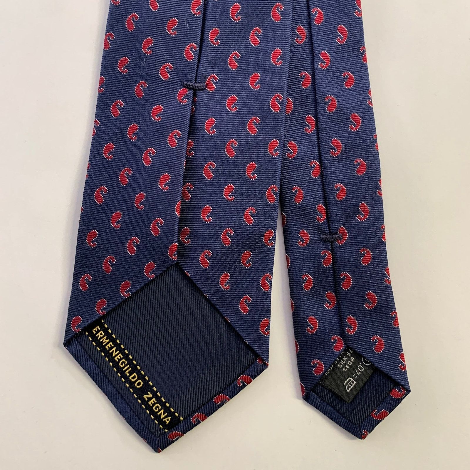 Ermenegildo Zegna ERMENEGILDO ZEGNA Navy Red Paisley Silk Tie Size ONE SIZE - 2 Thumbnail