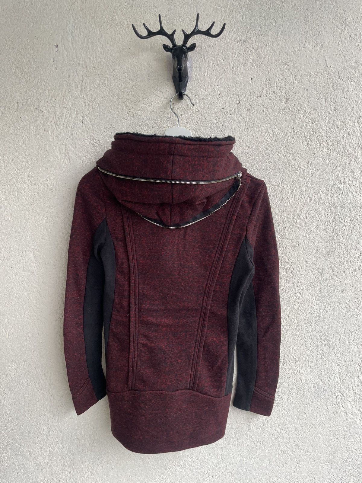 Undercover 2000s Egoist Fur Asymmetric Jacket Burgundy Gothic LGB ifsix Size US S / EU 44-46 / 1 - 7 Thumbnail