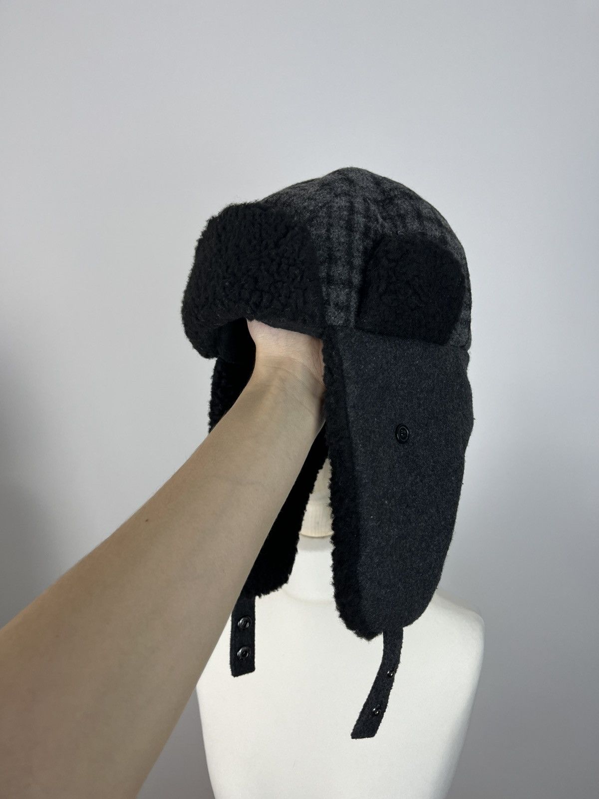 Levi's × Vintage Black Sherpa Flannel Ushanka Aviator Trapper Beanie Hat Size ONE SIZE - 2 Thumbnail