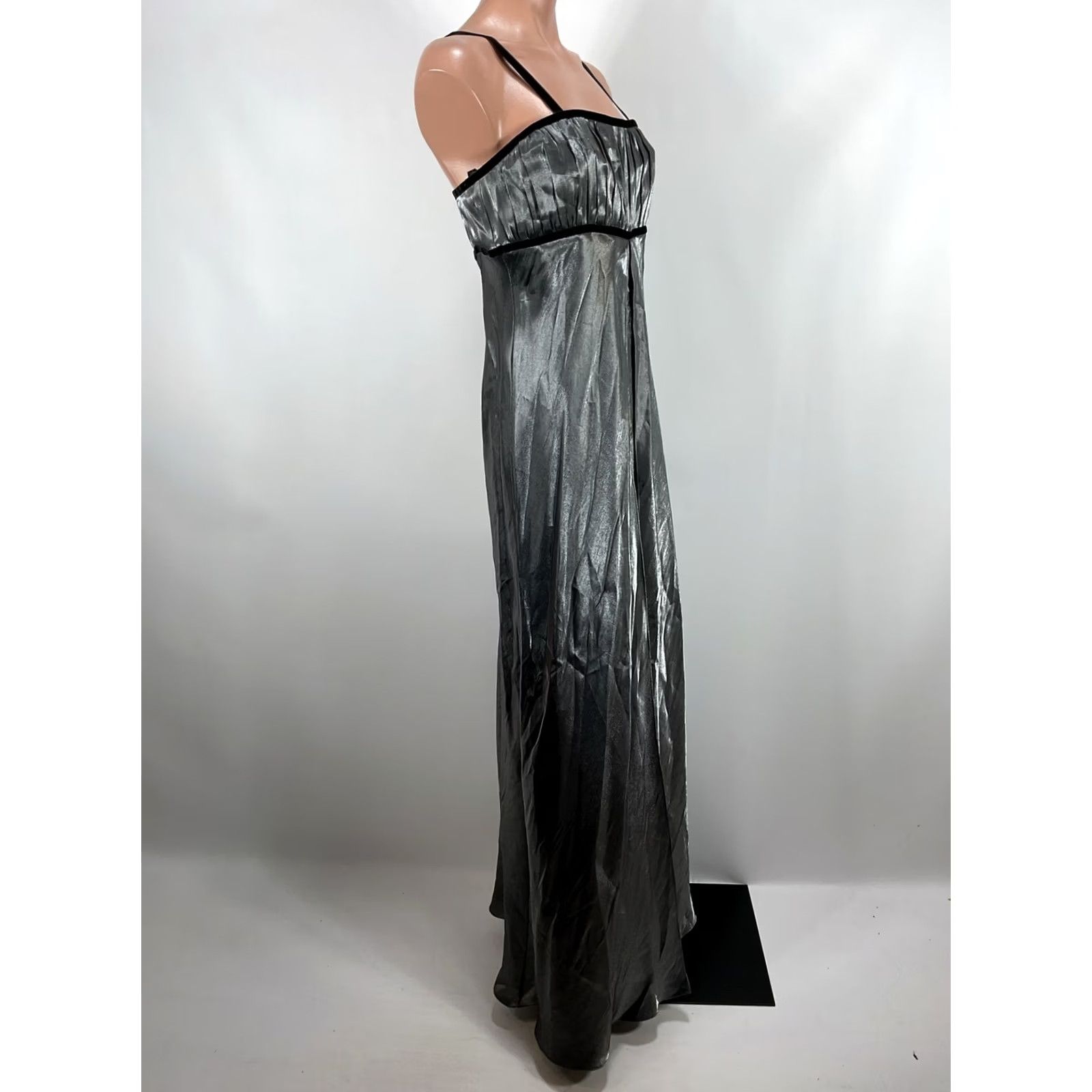 Vintage Vintage Silver Satin Strappy Formal Prom 90s Y2K Sexy Shiny Wet Look Dress Size XL / US 12-14 / IT 48-50 - 4 Thumbnail