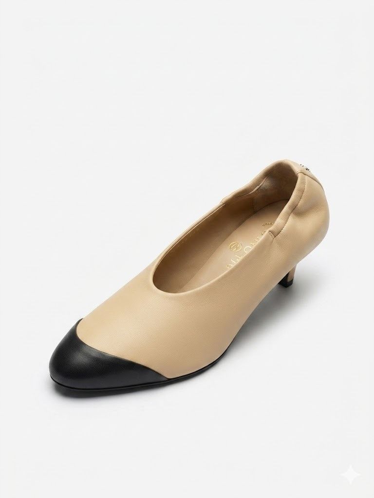 Chanel o1h1sh10526 Cap-Toe Pumps in Beige/Black Size US 10 / IT 40 - 1 Preview