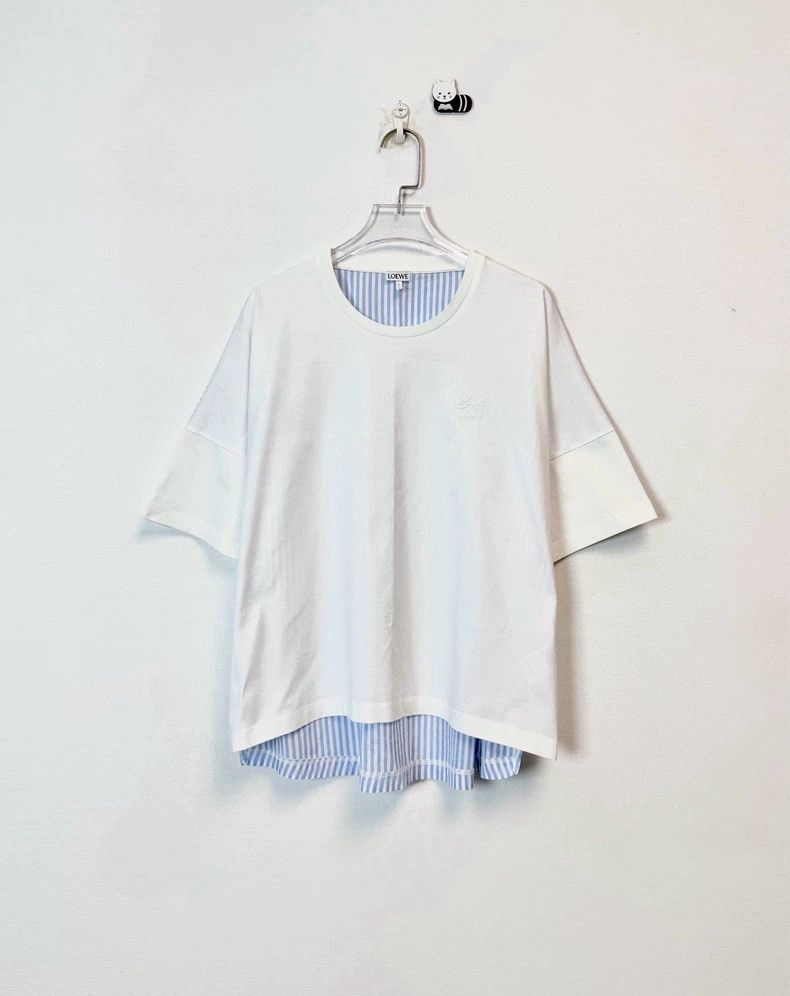 Loewe LOEWE White striped patchwork chest embroidered logo short Size S / US 4 / IT 40 - 1 Thumbnail
