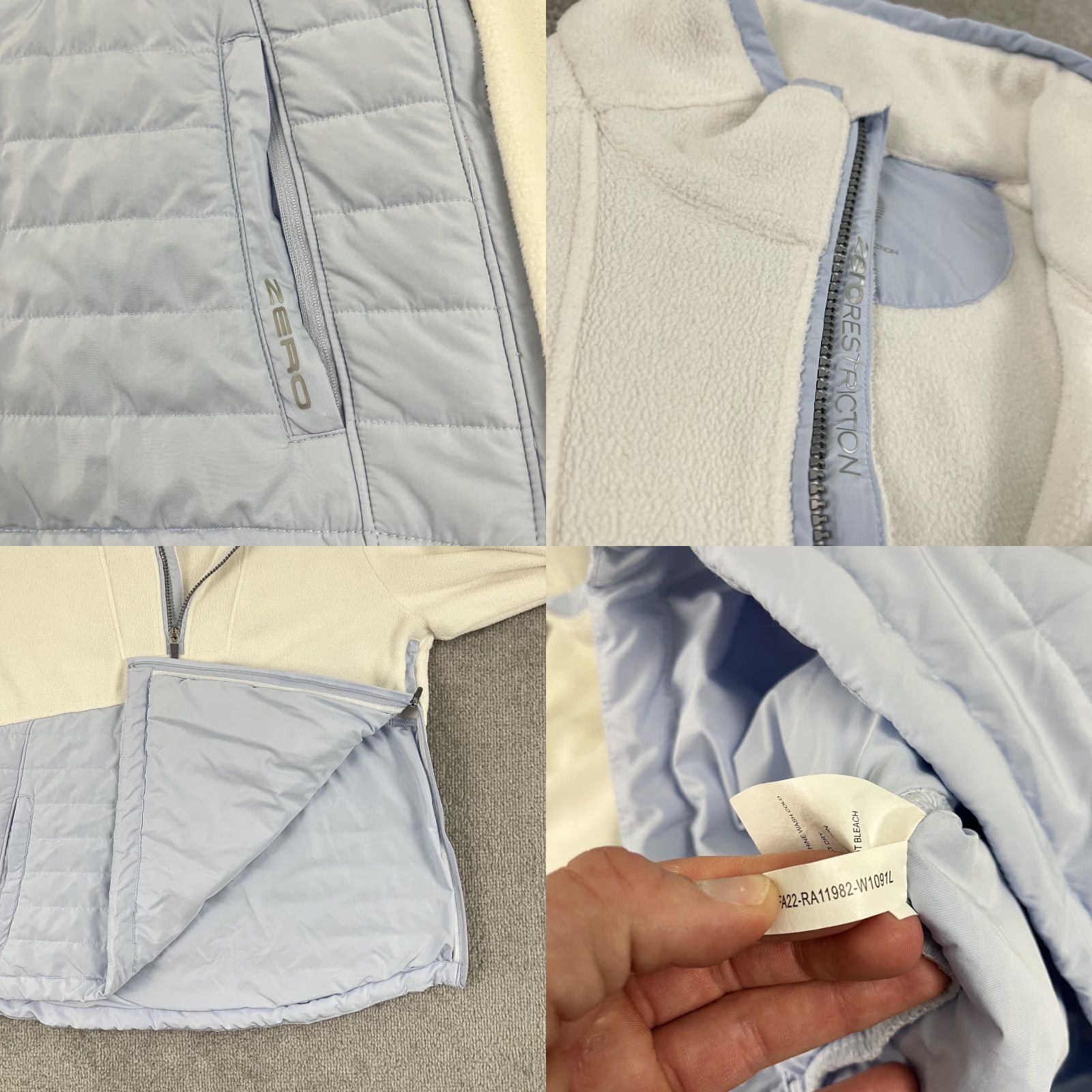 Vintage Zero Restriction Jacket Womens Large White Blue Fleece Dupont Country Club Golf Size L / US 10 / IT 46 - 8 Thumbnail