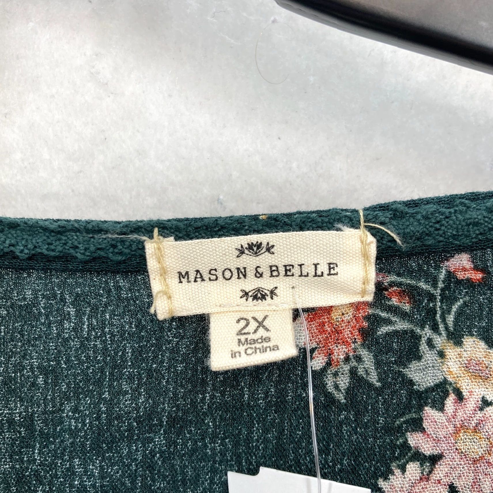 Vintage Mason & Belle Franceska Blouson Sleeve Top Women's 2X Green Floral Blouse Size XXL / US 16-18 / IT 52-54 - 4 Thumbnail
