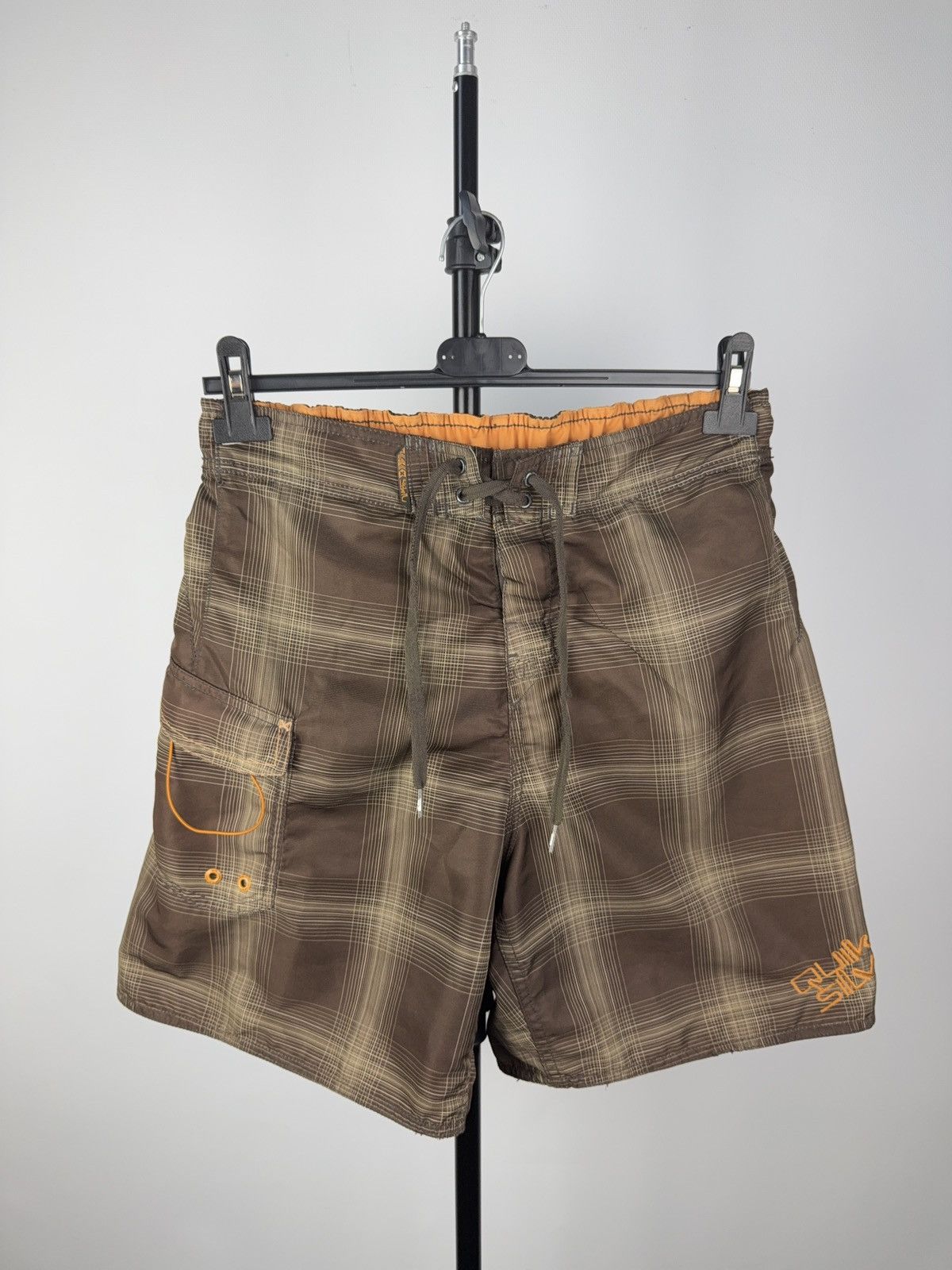 Quiksilver × Vintage Y2K Quiksilver Plaid Board Shorts Brown Orange Surf Style Size US 34 / EU 50 - 1 Thumbnail