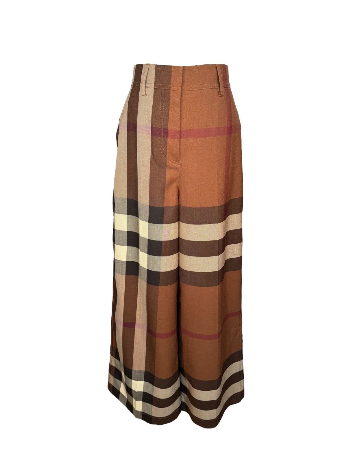 Burberry Burberry Wool Wide-Leg Check Trousers Size 27" / US 4 / IT 40 - 1 Thumbnail