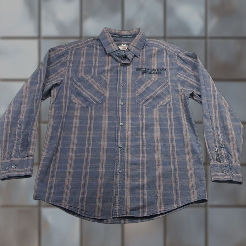 Harley Davidson Harley-Davidson Shirt Mens M Plaid Long Sleeve Button-Up Embroidered Bike Casual Size US M / EU 48-50 / 2 - 1 Thumbnail