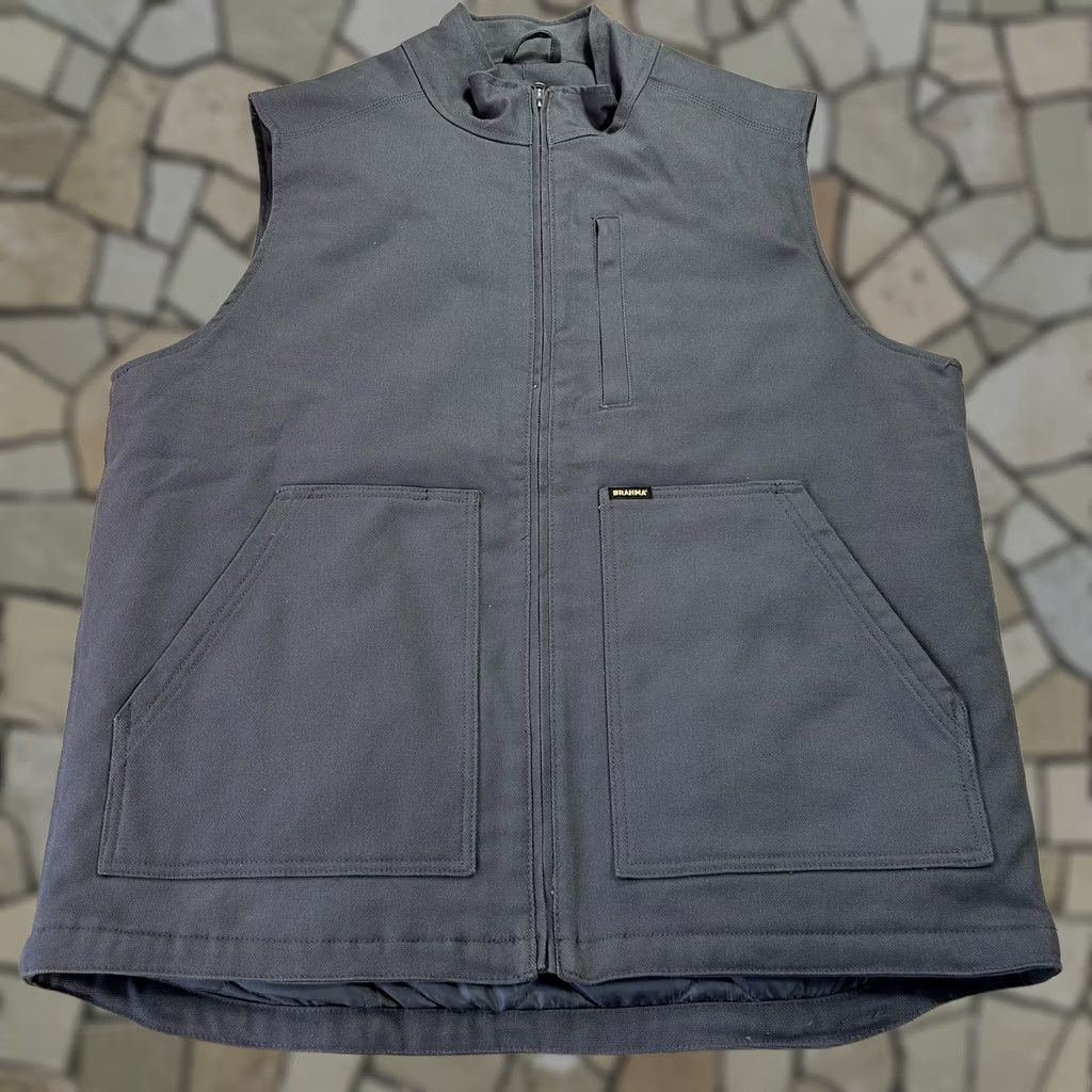 Vintage Brahma Vest Mens XL Gray Quilted Canvas Full Zip Pockets Workwear Outdoor Size US XL / EU 56 / 4 - 1 Thumbnail