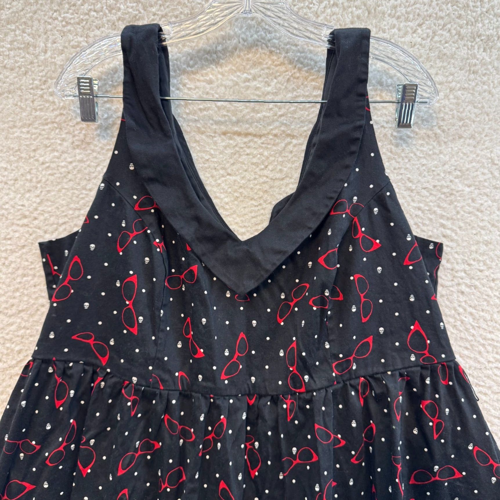 Vintage VINTAGE Y2K Midi Dress 18 XL Black Skull Polka Dot Goth Teacher Rockabilly Retro Dress Size XXL / US 16-18 / IT 52-54 - 3 Thumbnail