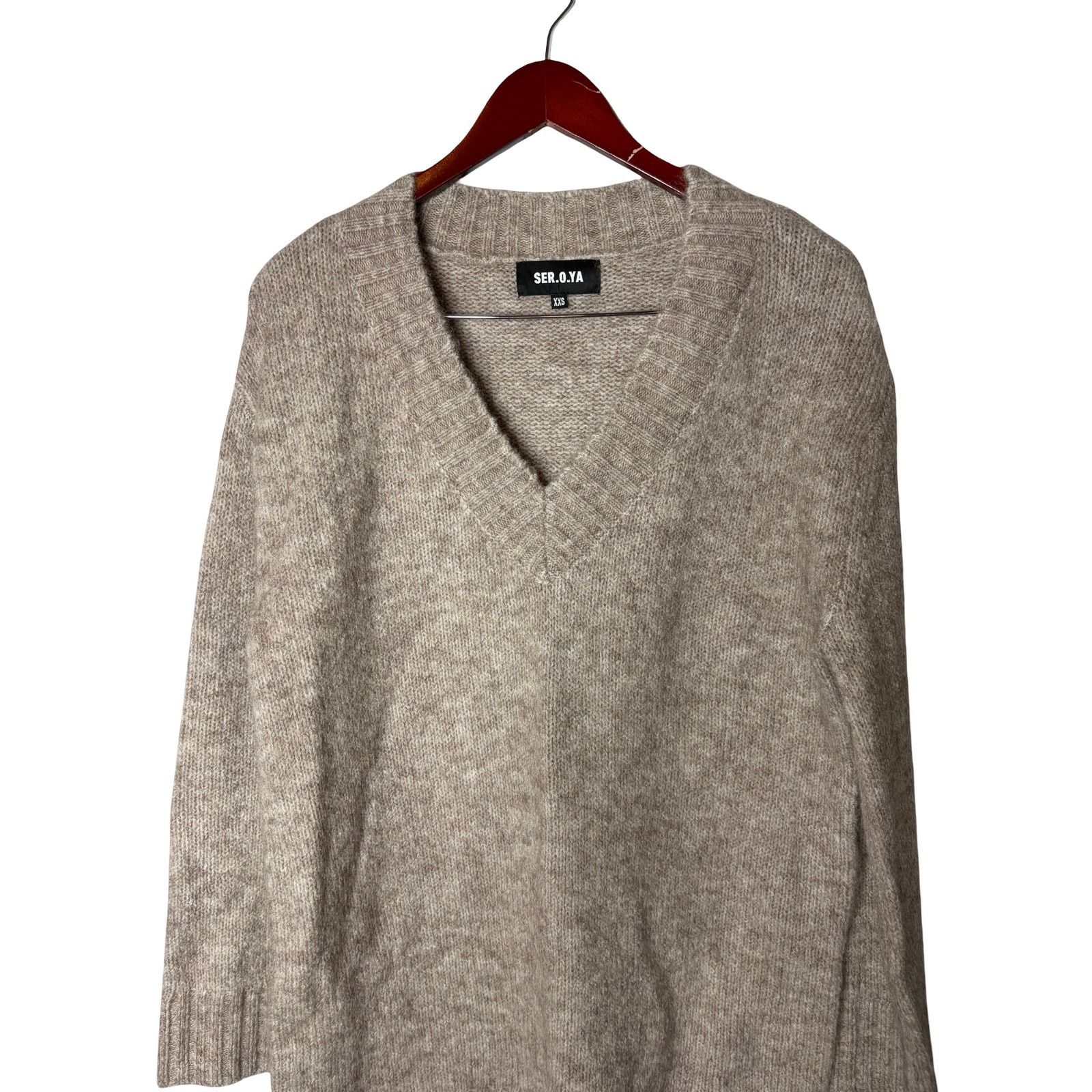 SER.O.YA Ser.o.ya cream alpaca wool blend oversized V neck sweater Size XXS / US 00 / IT 34 - 3 Thumbnail