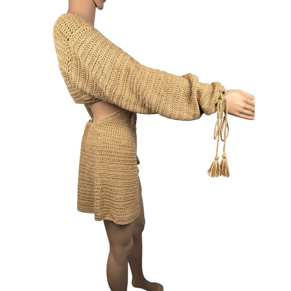 Other New FORE Cut-Out Crochet Beige Mini Dress Size M Size M / US 6-8 / IT 42-44 - 5 Thumbnail