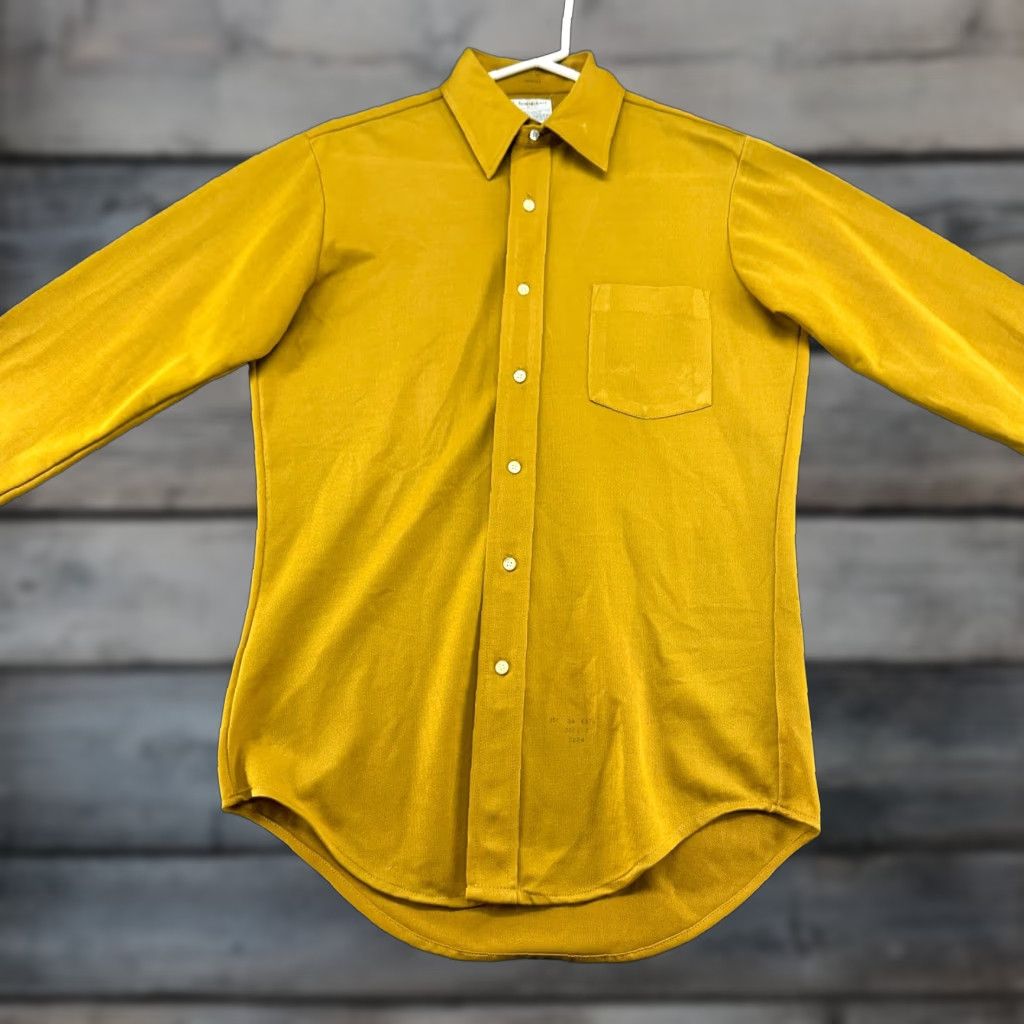Vintage VINTAGE Towncraft Shirt Mens 15.5 34 Yellow Button Up Long Sleeve Tapered 70s Size US L / EU 52-54 / 3 - 1 Thumbnail