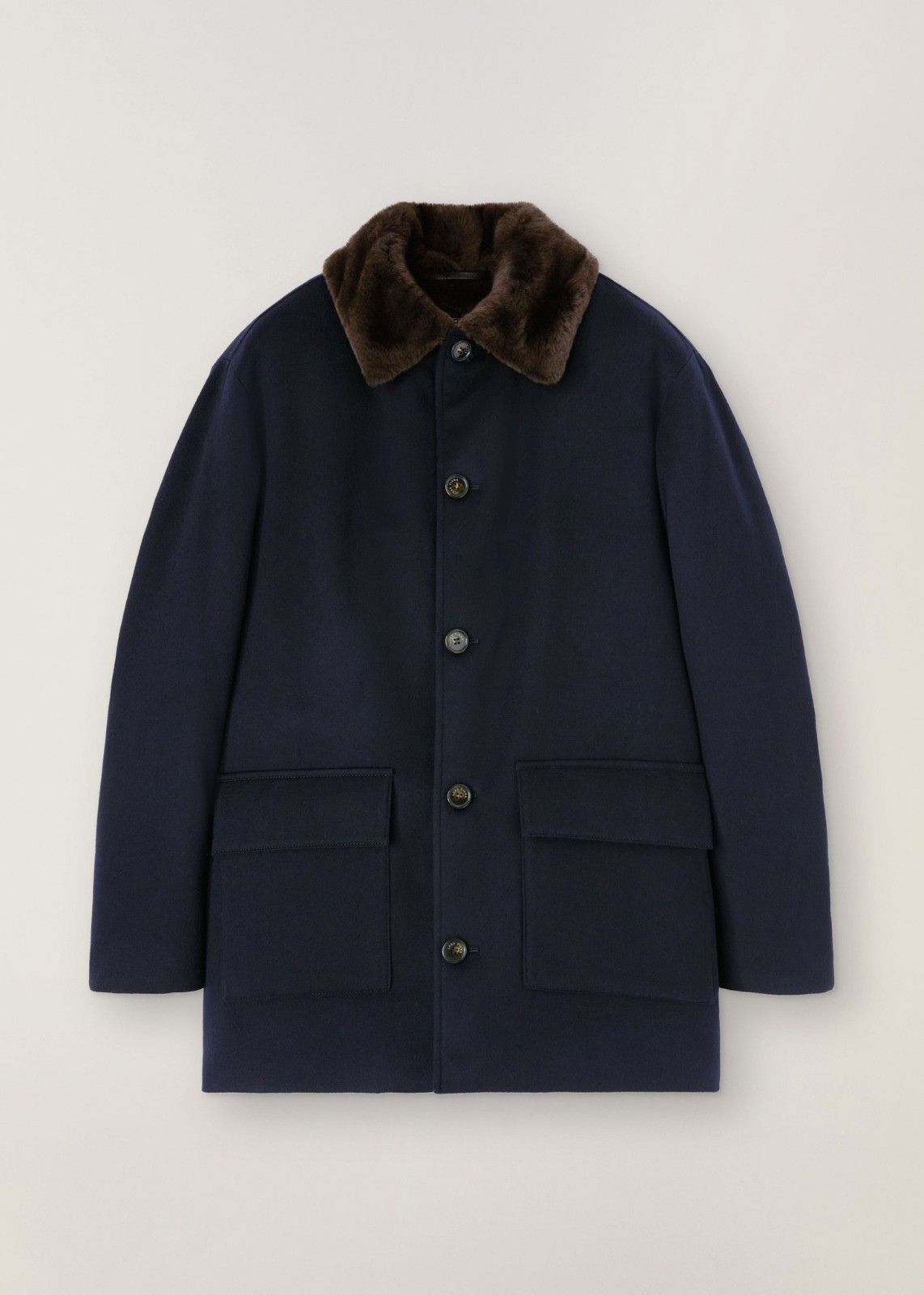 image of Loro Piana O1Loc1C0124 Classic Car Coat In Navy Blue, Men's (Size XL)