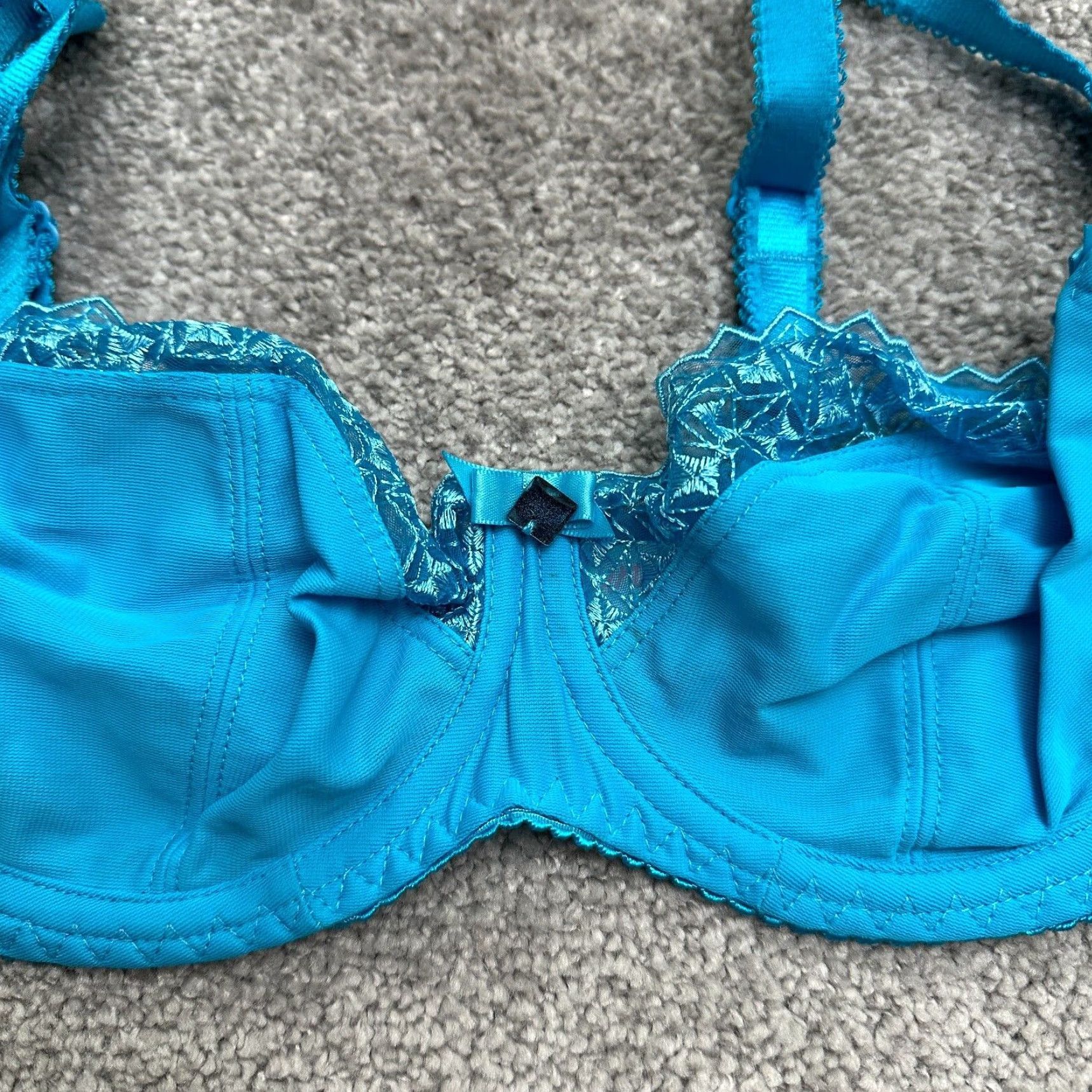 Vintage Curvy Kate Unpadded Underwired Lace Bow Bra Womens 34D Blue Adjustable Strap Size ONE SIZE - 6 Thumbnail