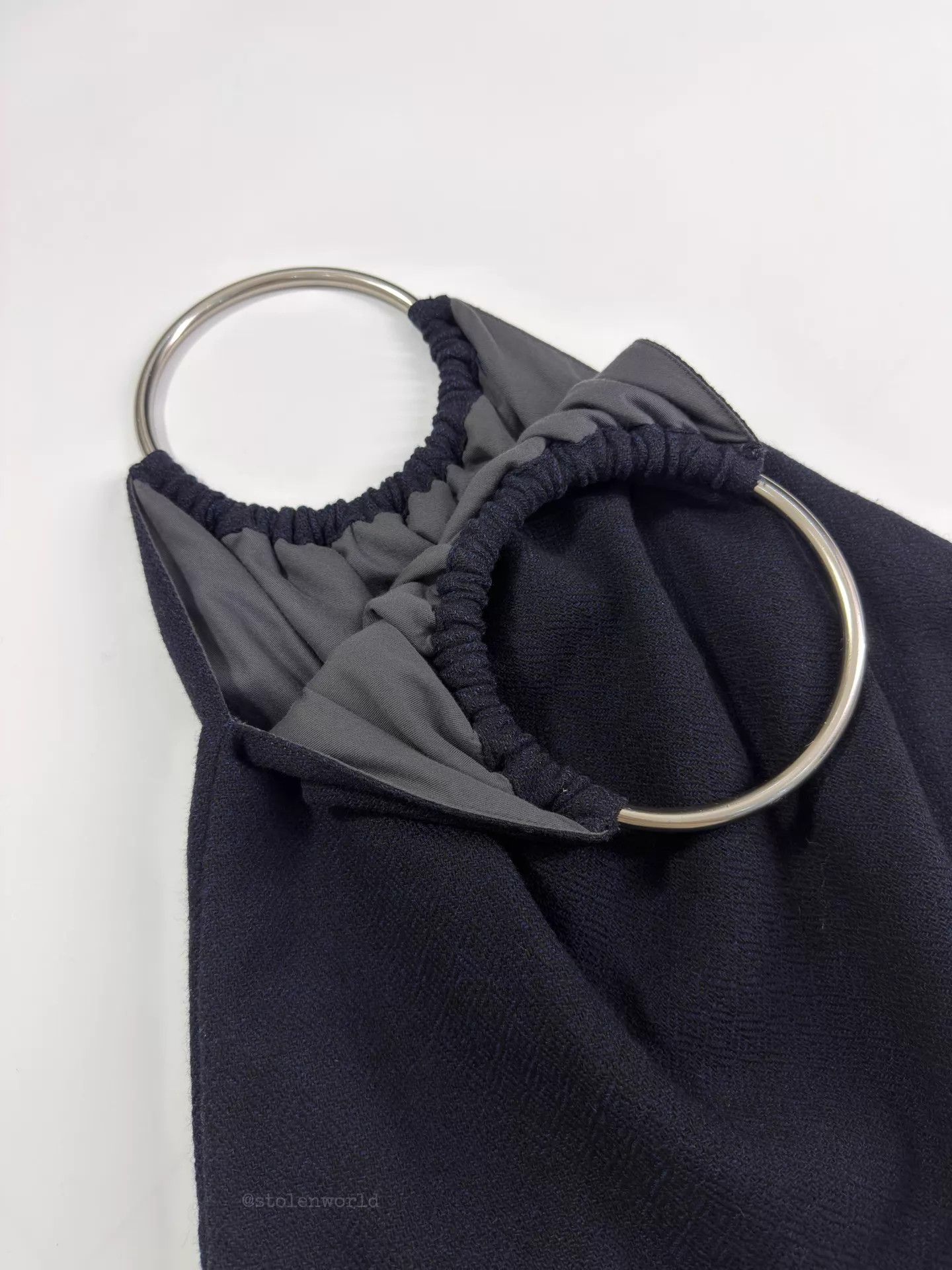 Comme des Garcons CDG Ring Fold Wool Tote Black/Blue Jacquard Size ONE SIZE - 6 Thumbnail