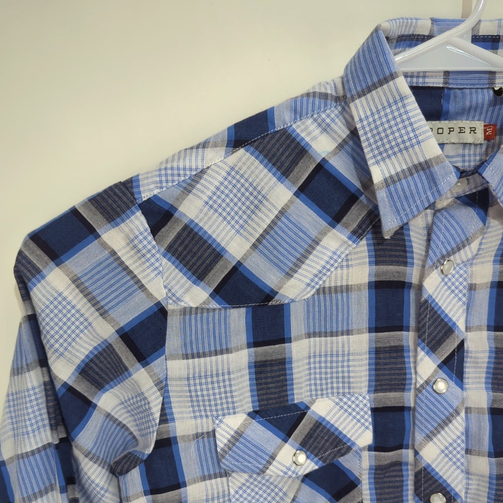 Roper Roper Shirt Pearl Snap Blue White Plaid Button-Up Collared Mens Medium Western Cowboy Casual & Business Wearable Shirt Size US M / EU 48-50 / 2 - 4 Thumbnail
