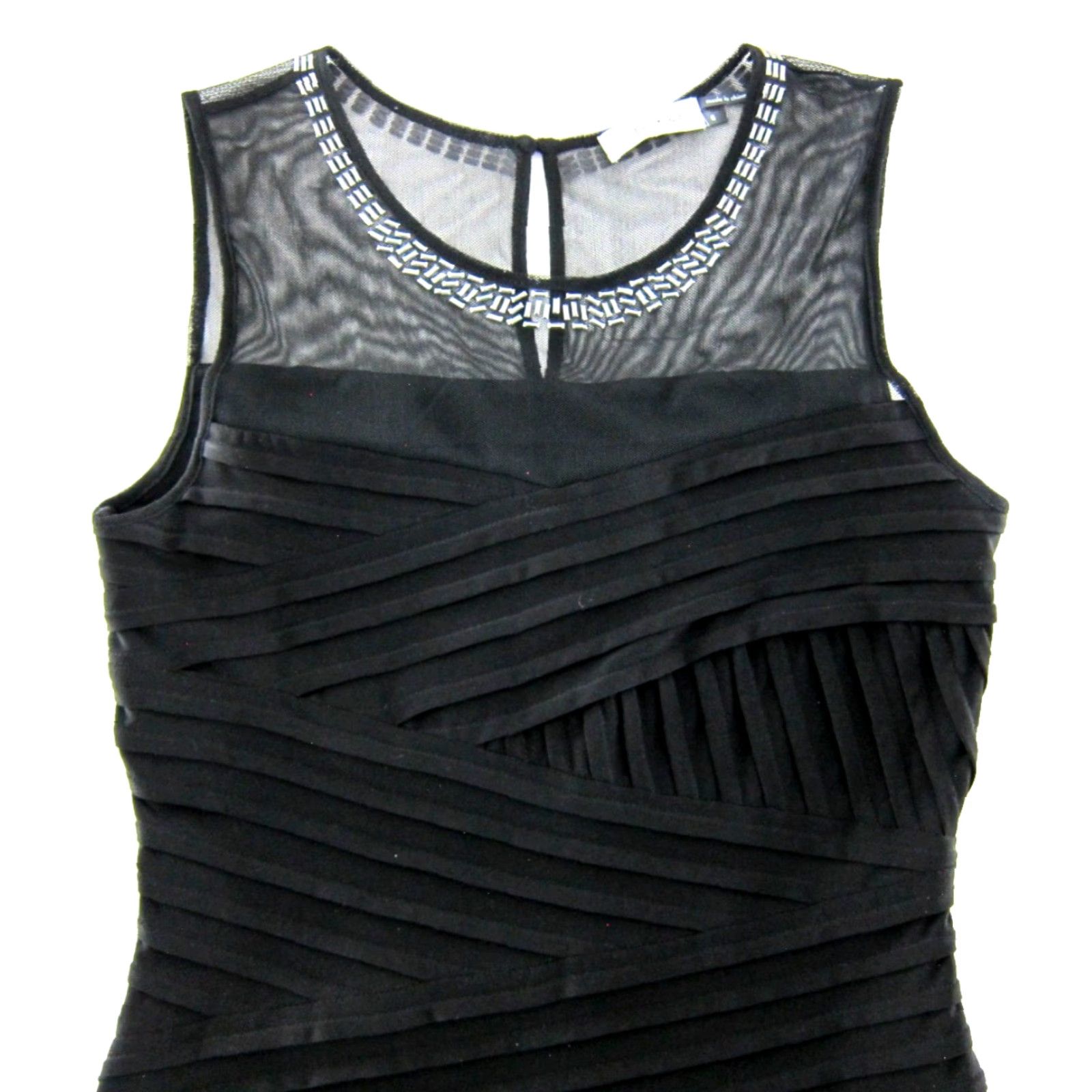 Calvin Klein Calvin Klein Classic Black Layered Beaded Neck Cocktail Party Dress 6 Womens Size M / US 6-8 / IT 42-44 - 4 Thumbnail