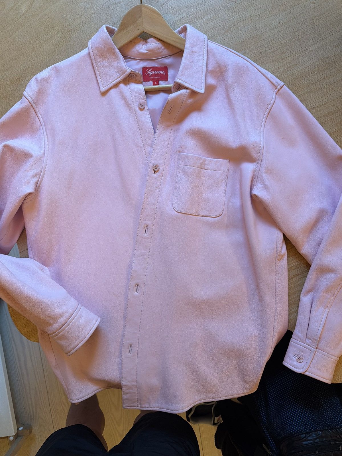 Supreme Pink Leather Supreme Shirt Size US L / EU 52-54 / 3 - 3 Thumbnail