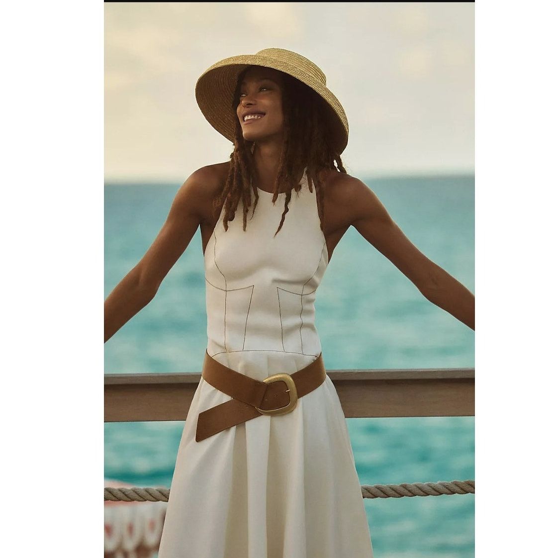 Anthropologie NWT The Kenzie Drop-Waist Midi Dress $178 XL White Size XL / US 12-14 / IT 48-50 - 5 Thumbnail