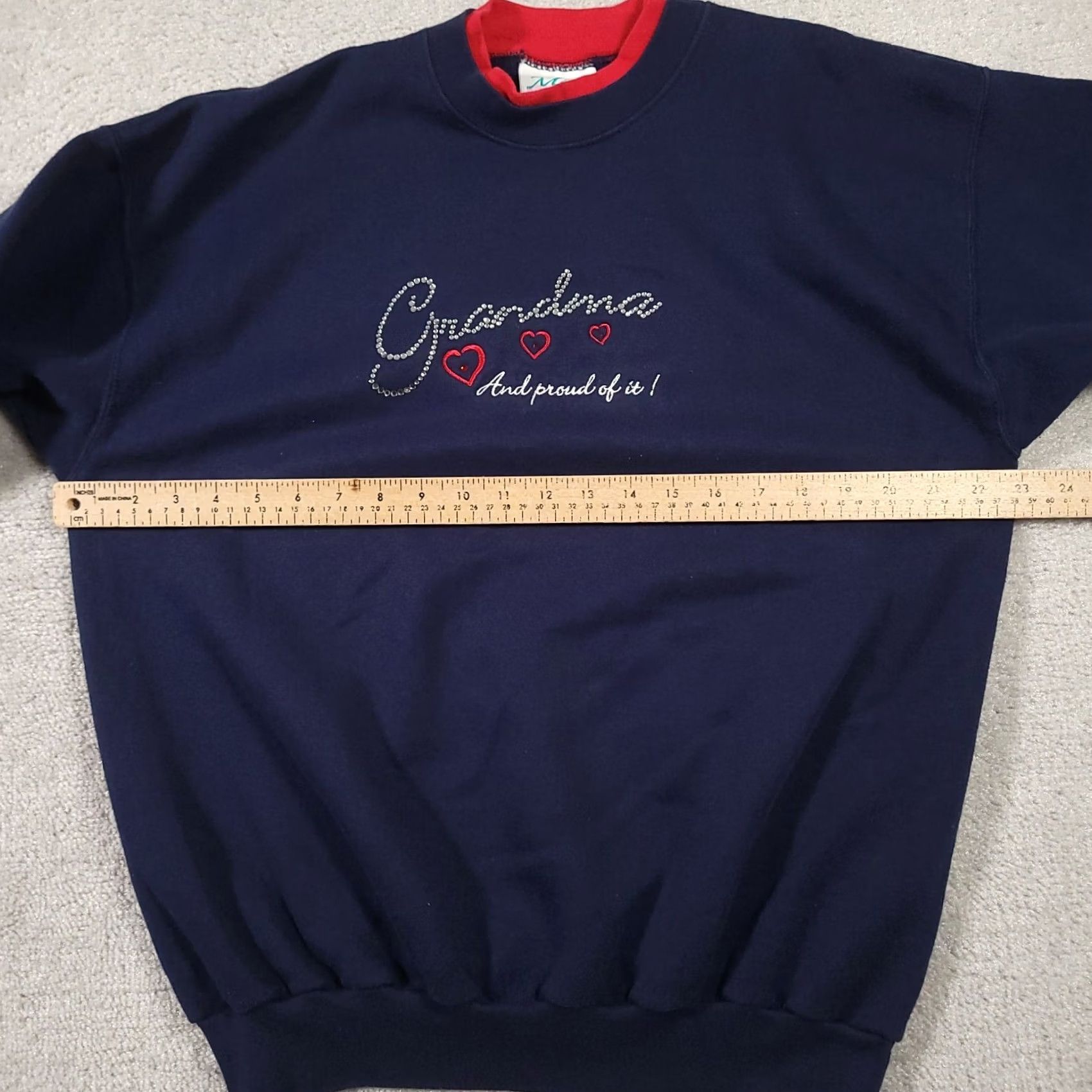 Vintage VINTAGE M&C Sportswear Grandma Sweater Embroidered Women’s Large Blue Pullover Crew Neck Knit - 90s Casual Regular Fit Sweatshirt (Womens) Size L / US 10 / IT 46 - 3 Thumbnail