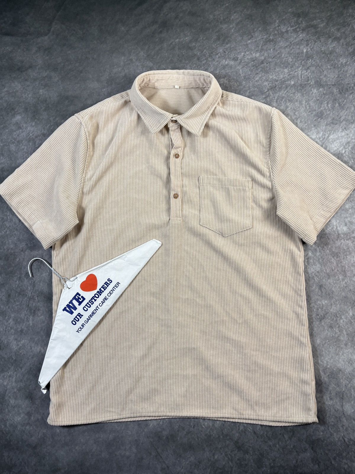 Vintage Corduroy Polo Shirt Shortsleeve Tan Brown Deep Waled Quarter Size US L / EU 52-54 / 3 - 1 Thumbnail