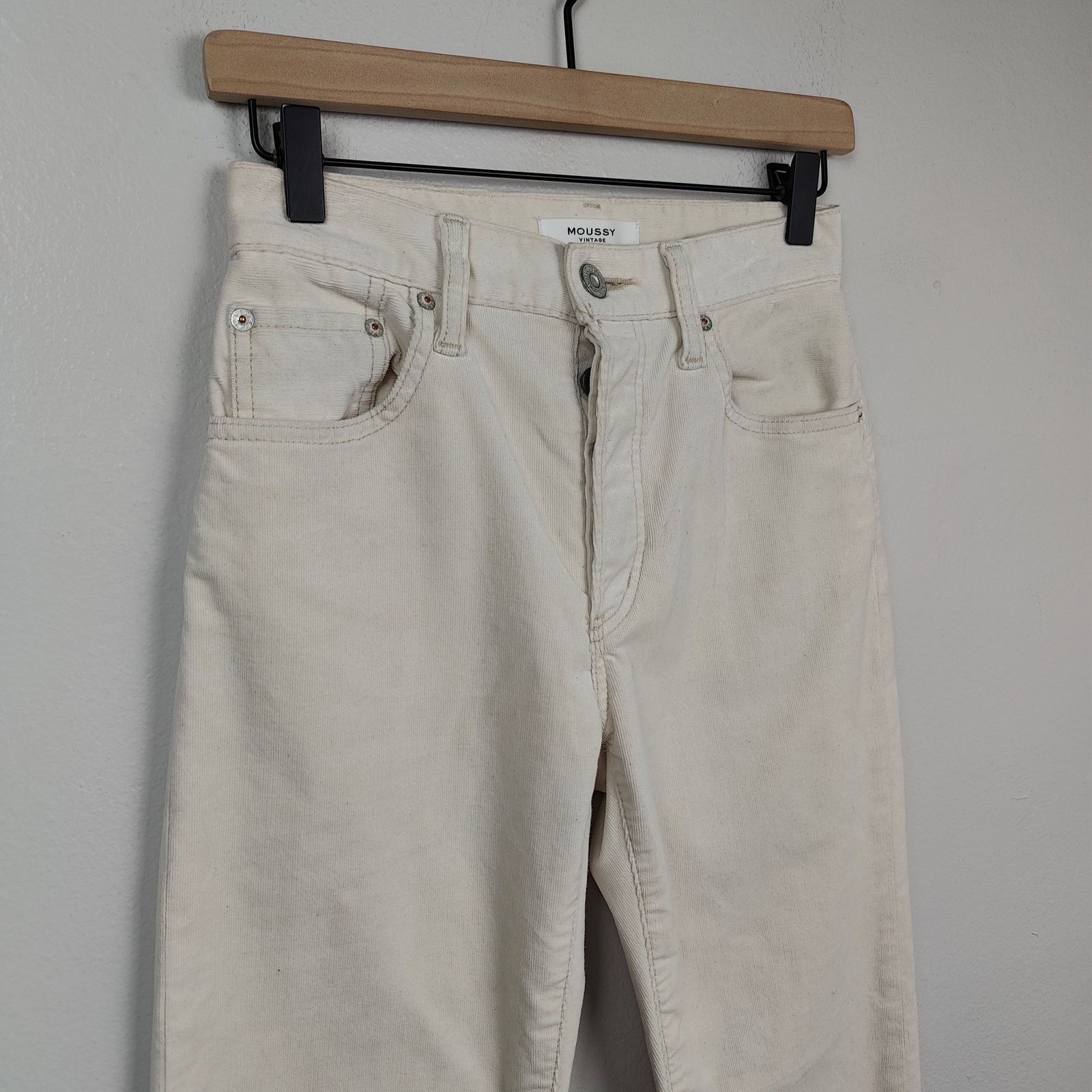 Other Moussy Vintage Corduroy Pants Womens 24 Cream Straight Leg Size 24" / US 00 / IT 34 - 2 Thumbnail