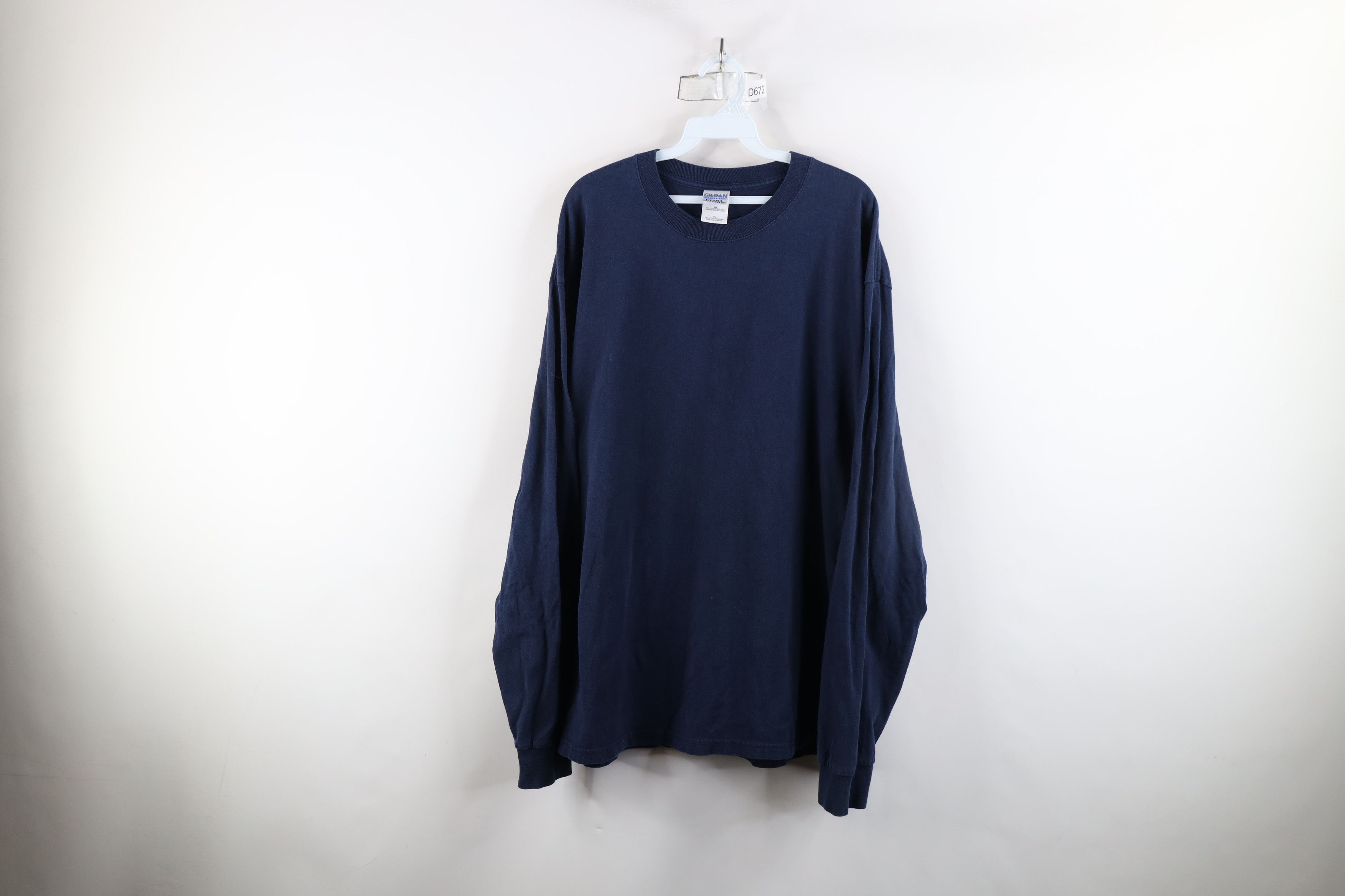 Vintage Vintage 90s Streetwear Heavy Cotton Long Sleeve T-Shirt Navy Size US XL / EU 56 / 4 - 1 Thumbnail