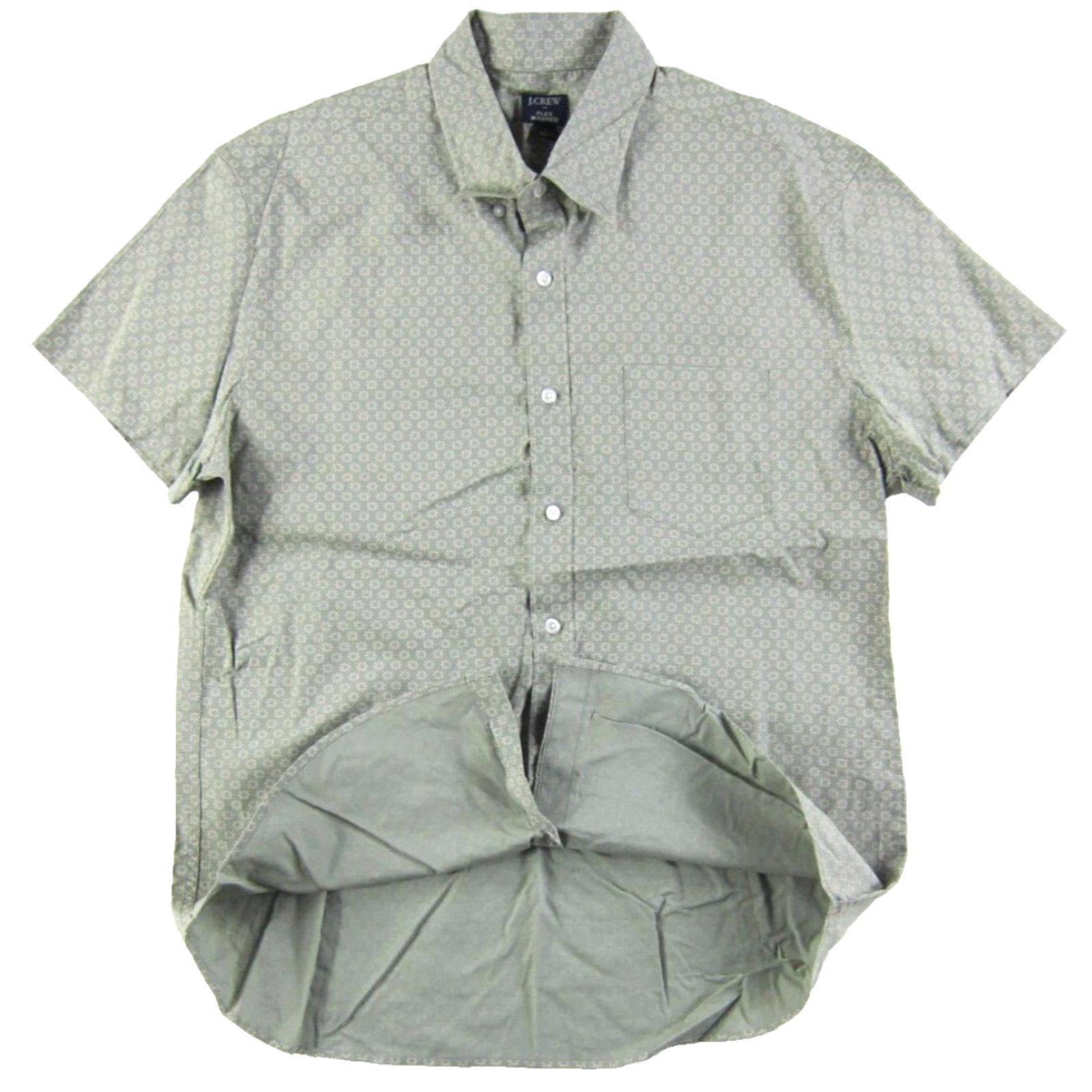 J.Crew J.Crew Flex Washed Cotton Green Floral Short Sleeve Button Down Shirt Men L Size US L / EU 52-54 / 3 - 5 Thumbnail