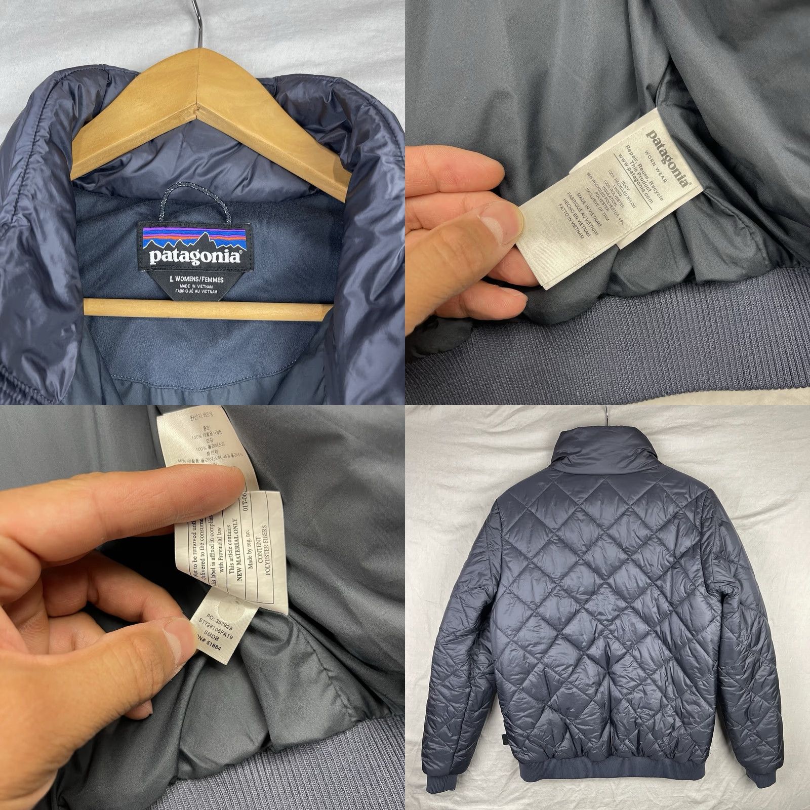Patagonia Patagonia Jacket Womens Large Navy Blue Prow Bomber Quilted Full Zip Logo Size L / US 10 / IT 46 - 8 Thumbnail