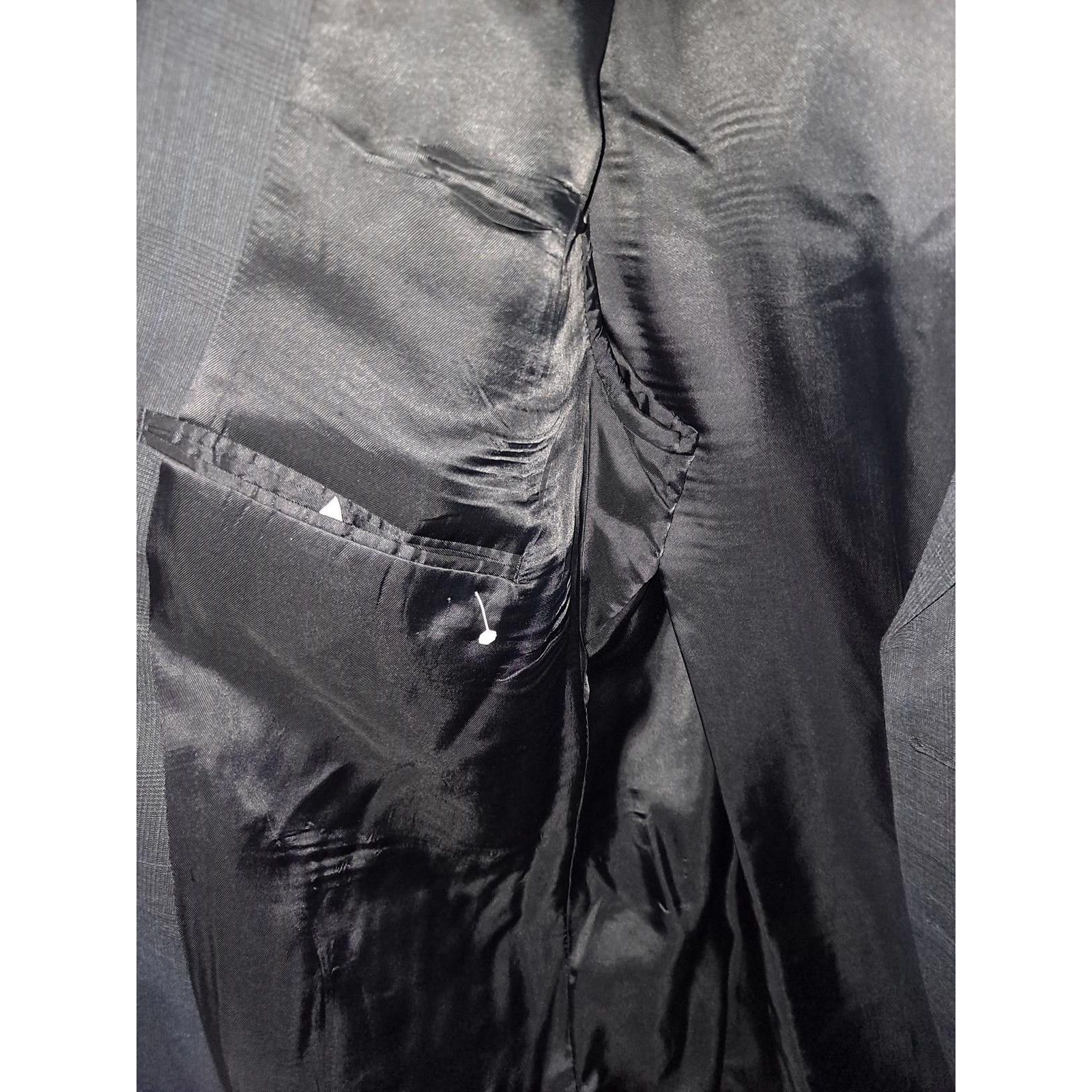 Brooks Brothers Brooks Brothers Gray Plaid with Blue Wool Blend Blazer Size Size 48R - 2 Thumbnail