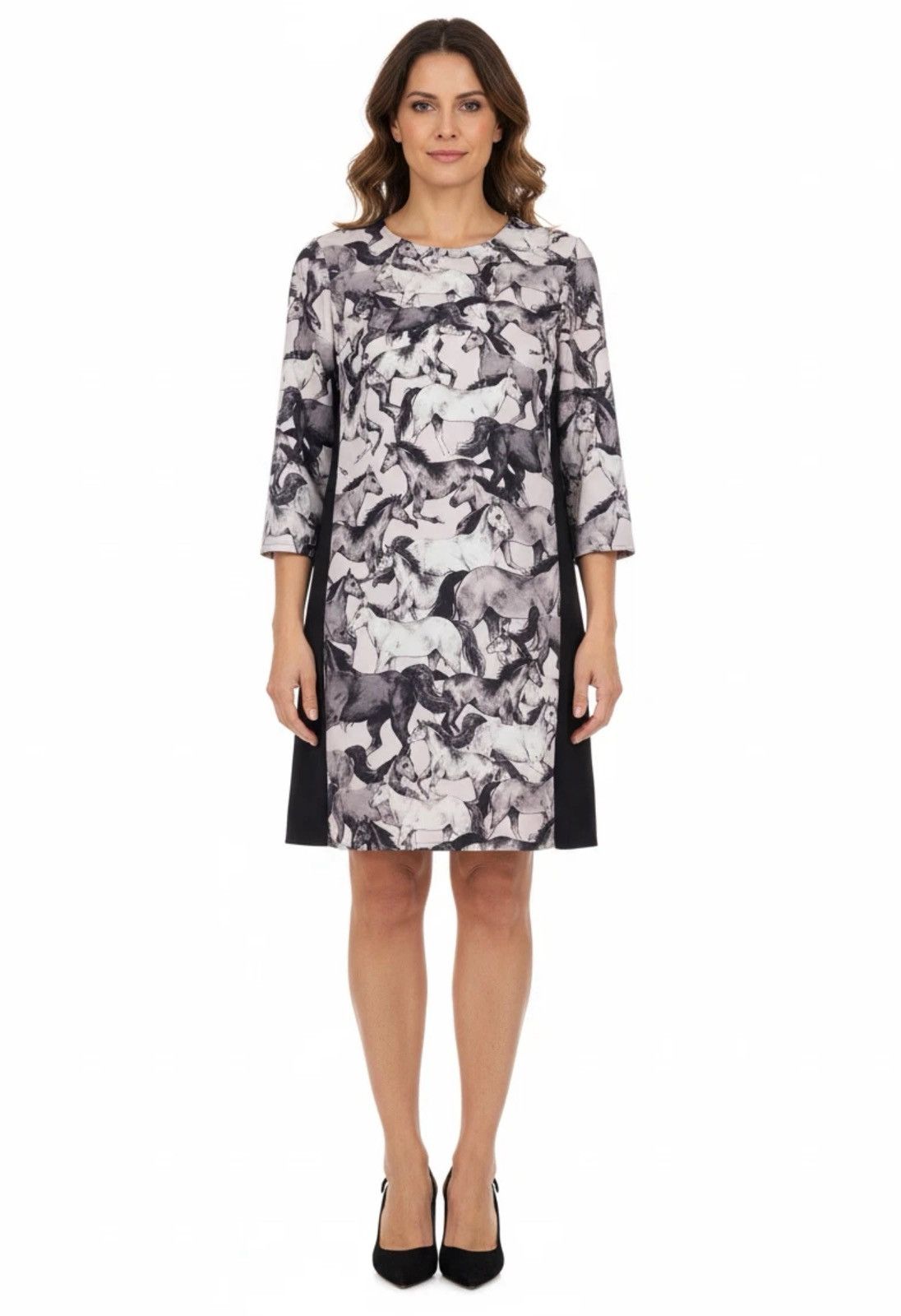 Ted Baker Ted Baker London 3/4 Sleeve Midi Dress Horses Top Zip Back Size M / US 6-8 / IT 42-44 - 2 Thumbnail