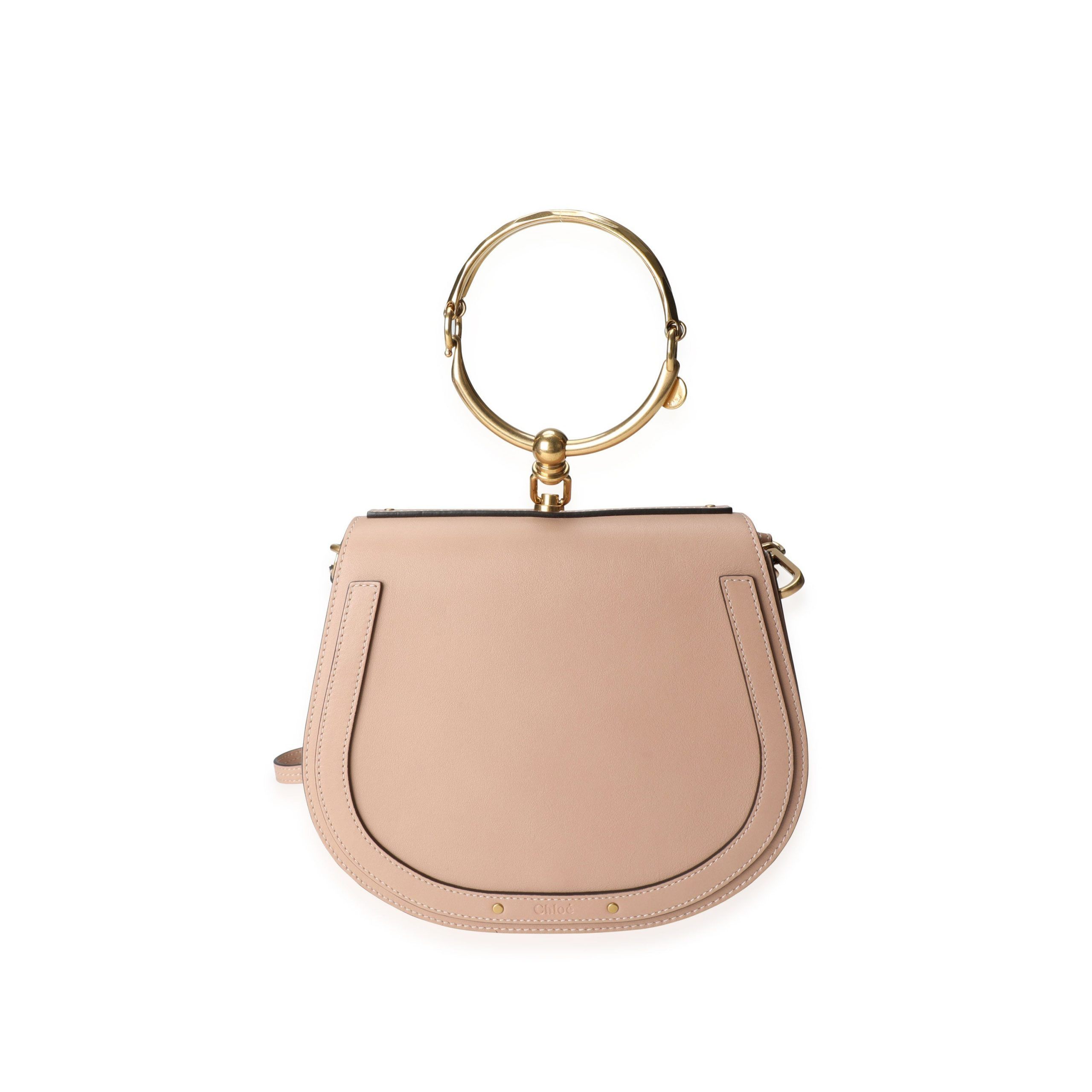 image of Chloe Biscotti Beige Calfskin Nile Medium Bracelet Bag in Brown, Women's