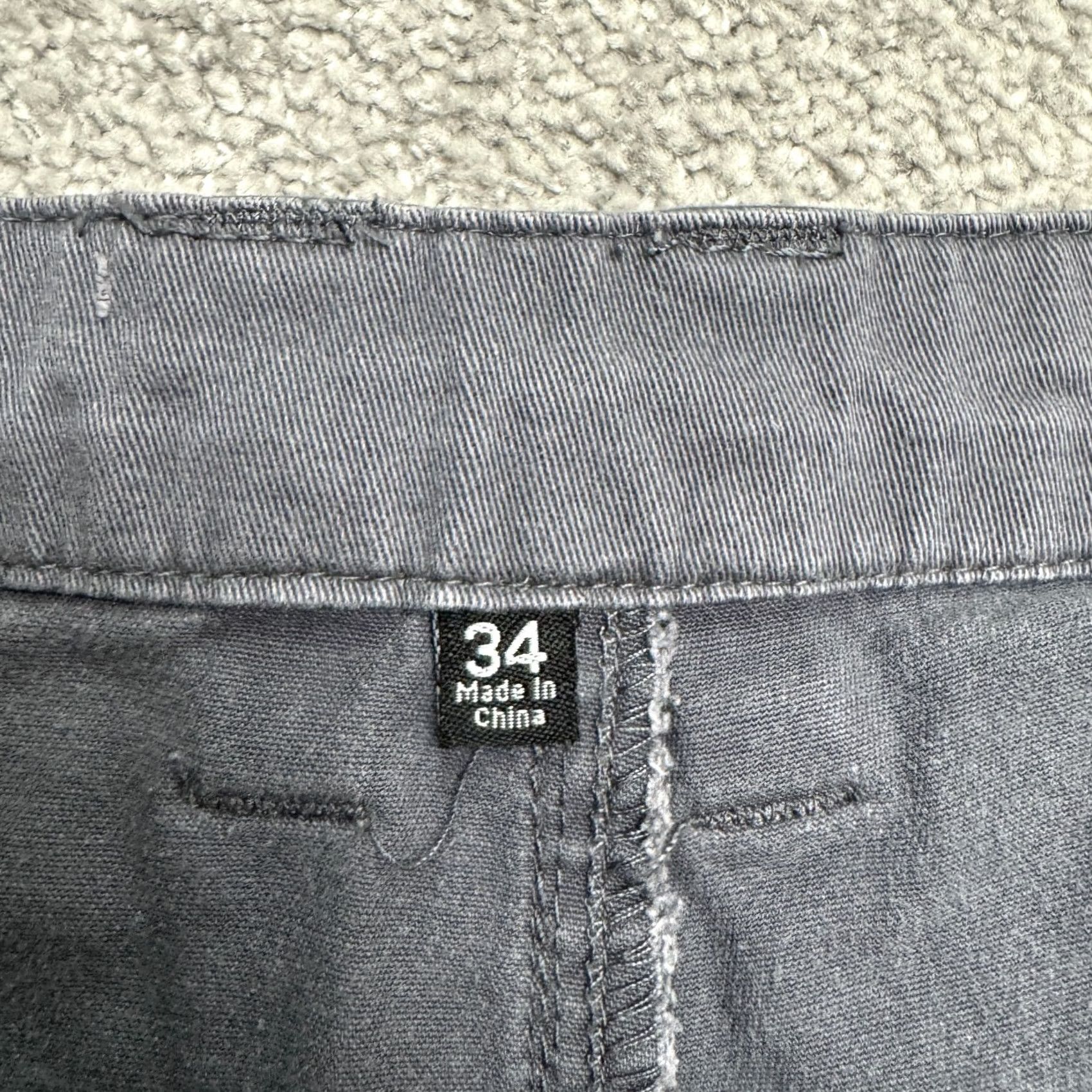 Vintage Matix Gripper Slim Fit Chino Pants Mens 34x32 Gray Cotton Stretch Straight Leg 5-Pocket Style Regular Tailored Everyday Casual Workwear Mens Size US 34 / EU 50 - 4 Thumbnail