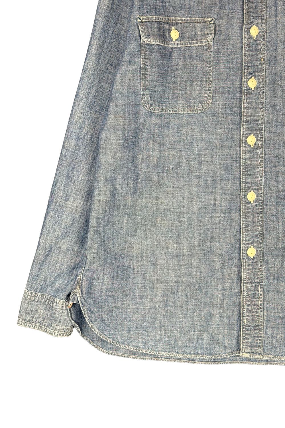 RRL Ralph Lauren RRL Double RL Chambray Work Shirt Indigo Fade Ralph Lauren Size US XS / EU 42 / 0 - 4 Thumbnail