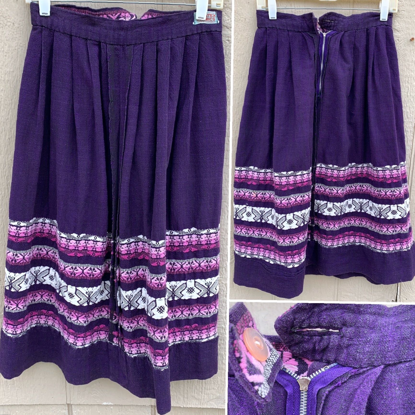 Vintage VINTAGE Embroidered Skirt Handwoven Cotton MAYATEX Fabrics Made In Guatemala 26" Waist Purple Size 26" / US 2 / IT 38 - 7 Thumbnail