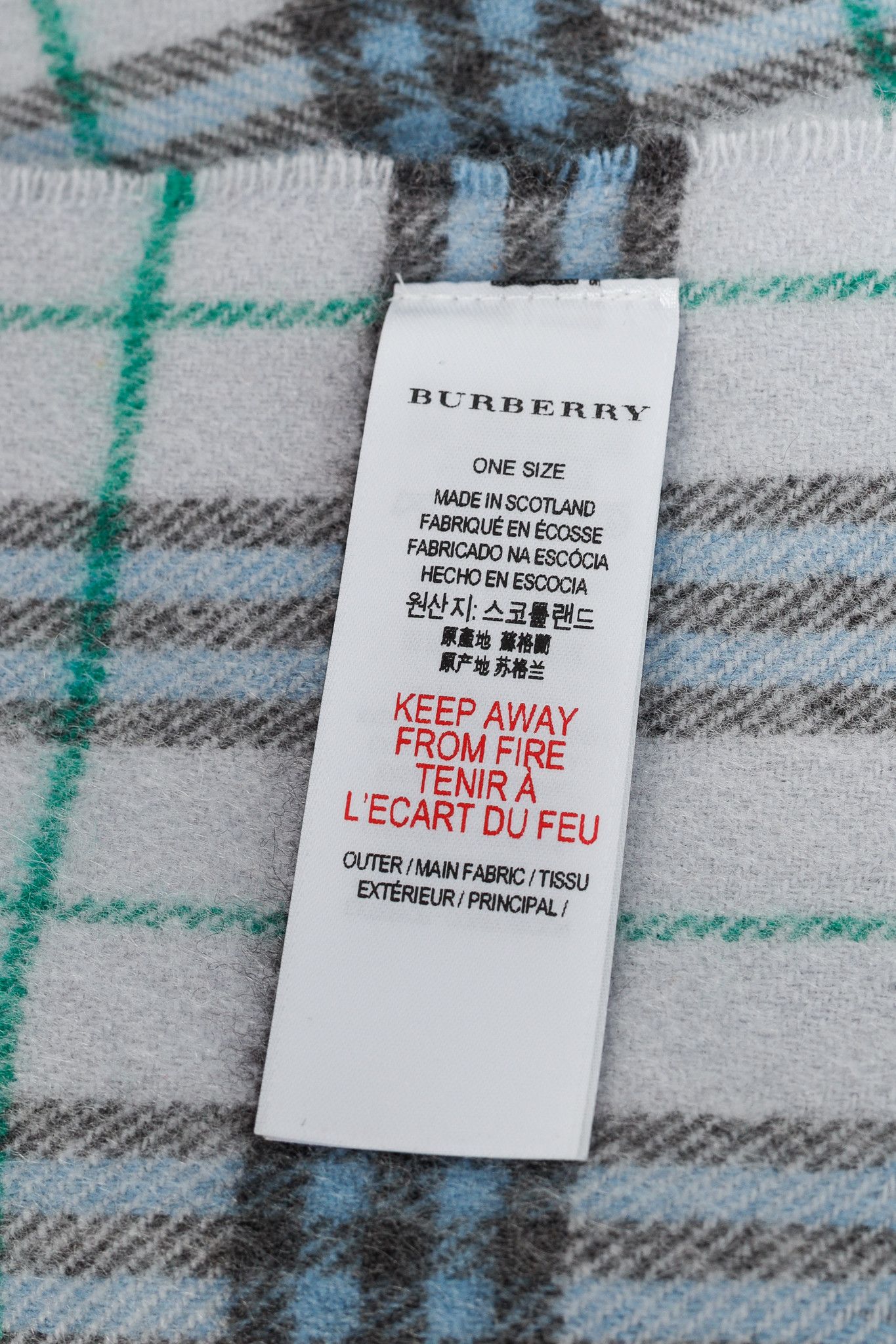 Burberry Burberry Light Blue Plaid Cashmere Scarf Size ONE SIZE - 5 Thumbnail