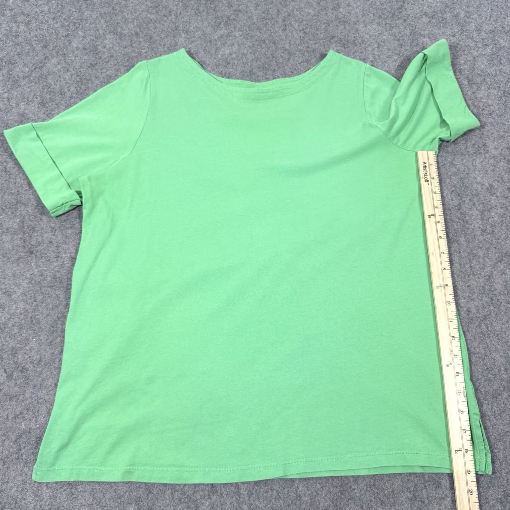 Vintage Women Within T-Shirt L Green Pullover Roll-Up Short Sleeve Size L / US 10 / IT 46 - 6 Thumbnail