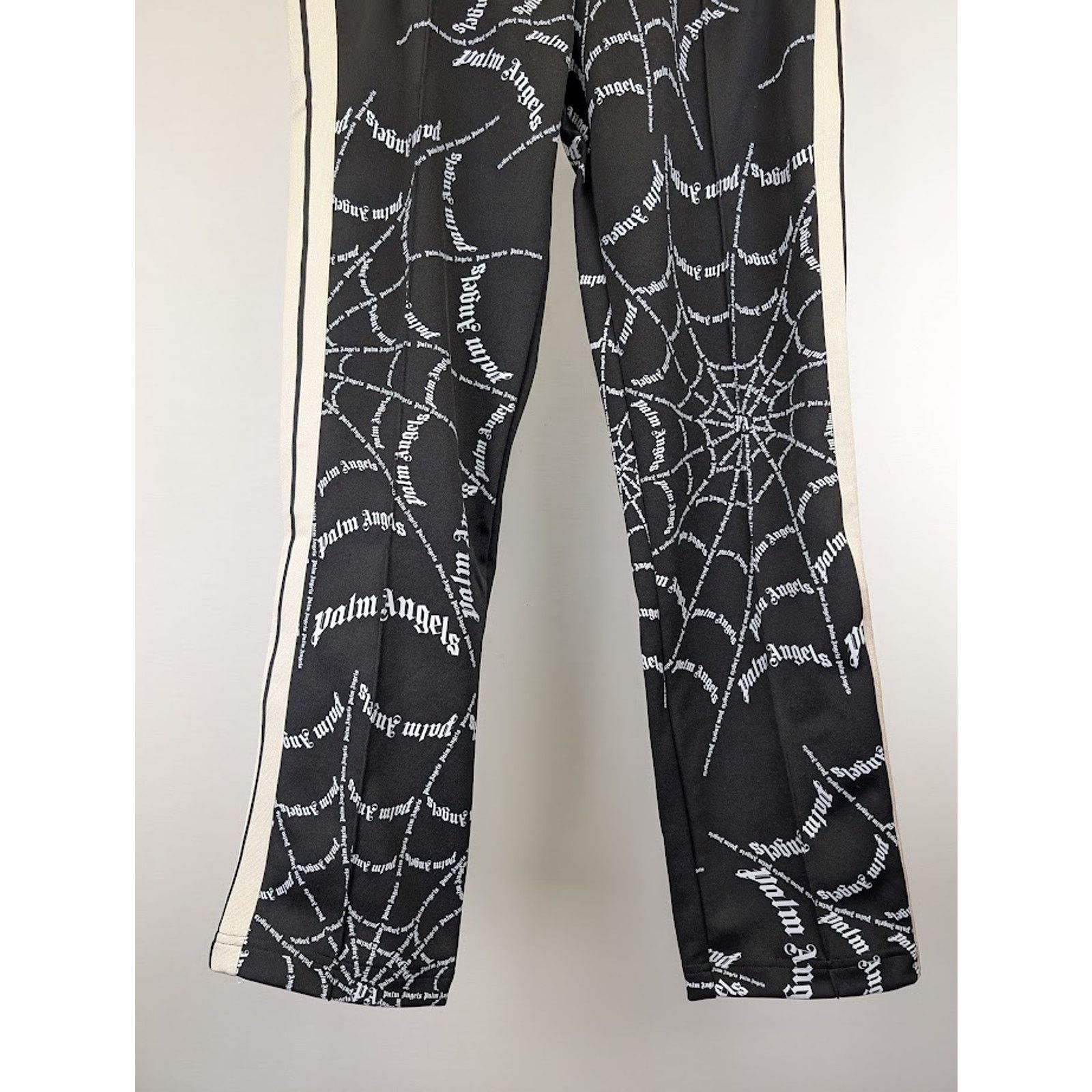 Palm Angels o1rshd1 Spider Web Classic Track Pant in Black Off White Size US 34 / EU 50 - 9 Thumbnail