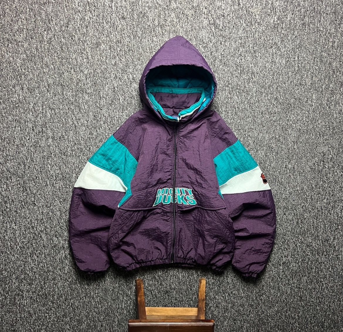 image of Nfl x Starter Vintage Starter Jacket Nhl Mighty Ducks Jacket in Purple, Men's (Size XL)