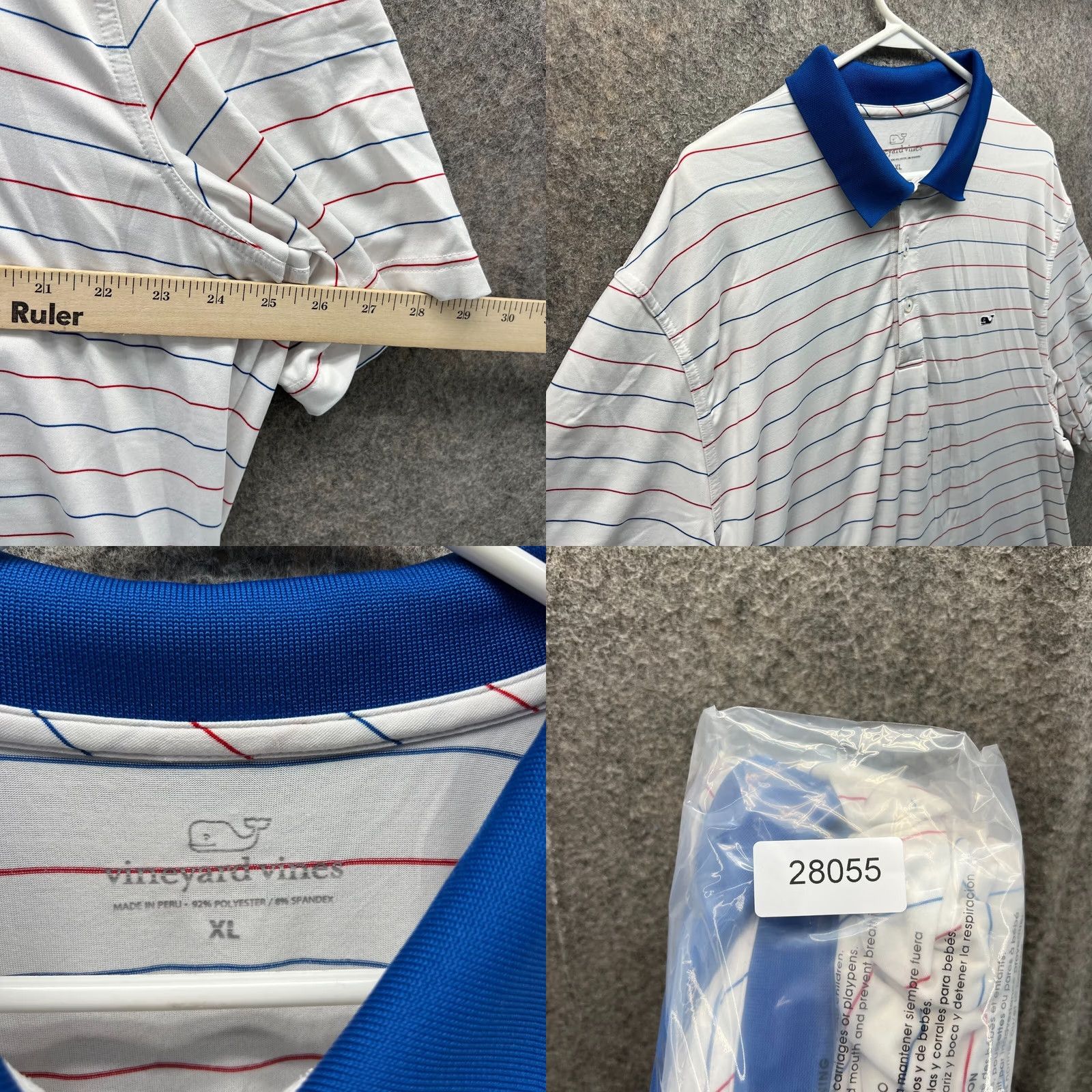 Vineyard Vines Vineyard Vines Polo Shirt Mens XL White Blue Striped Whale Preppy Stretch Extra Size US XL / EU 56 / 4 - 8 Thumbnail